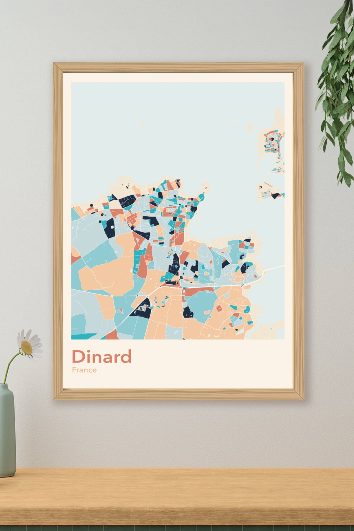 Plan de Dinard coloré - Carte personnalisée