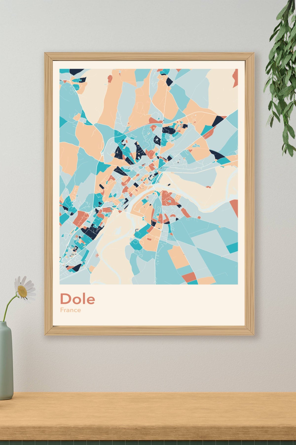 Plan de Dole coloré - Carte personnalisée