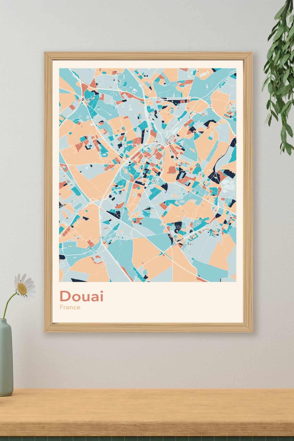 Plan de Douai coloré - Carte personnalisée