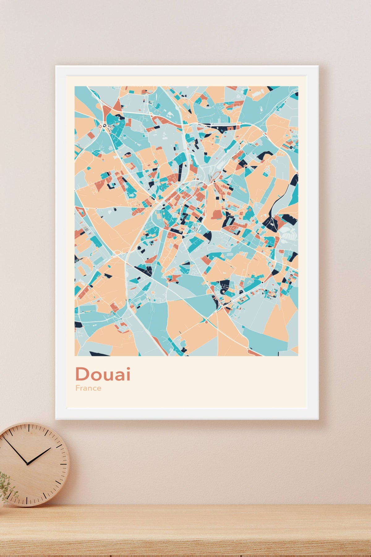 Plan de Douai coloré - Carte personnalisée