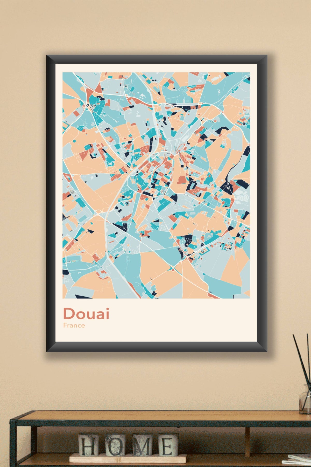 Plan de Douai coloré - Carte personnalisée