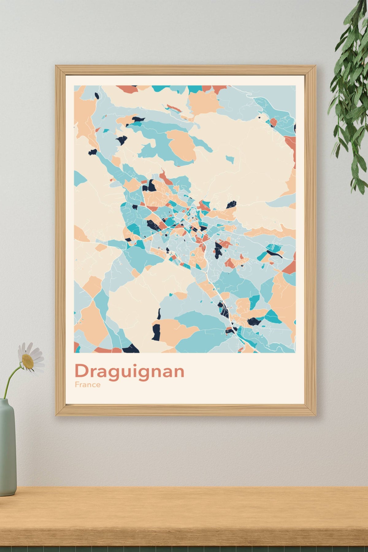 Plan de Draguignan coloré - Carte personnalisée