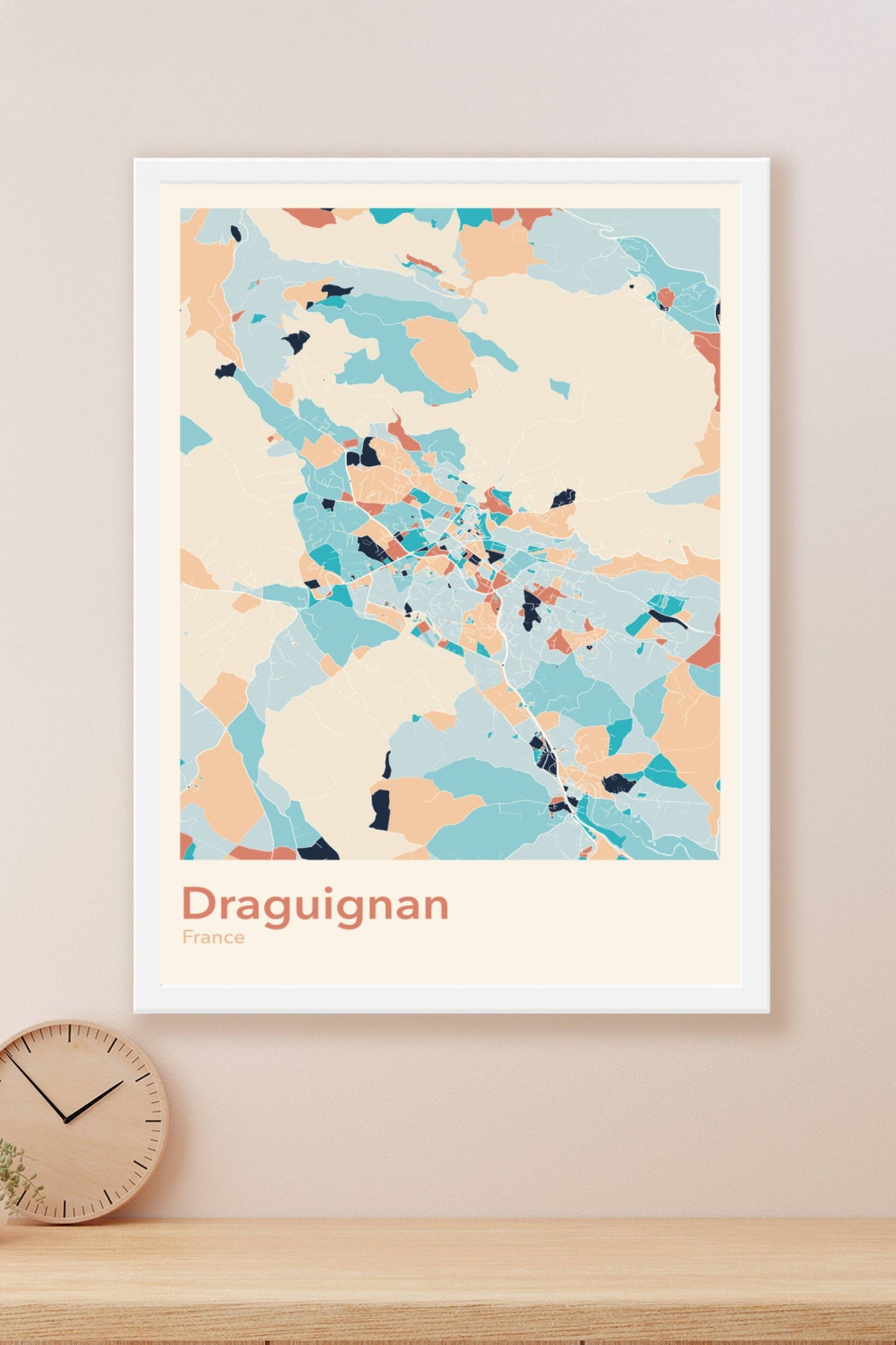 Plan de Draguignan coloré - Carte personnalisée