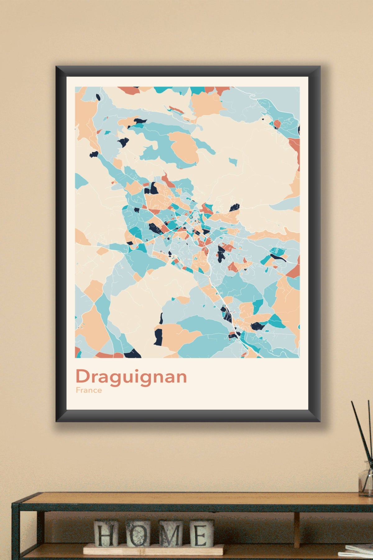 Plan de Draguignan coloré - Carte personnalisée
