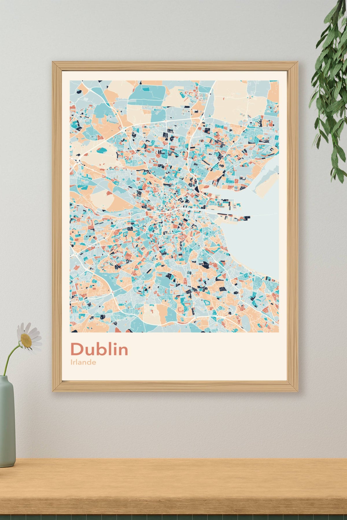 Plan de Dublin coloré - Carte personnalisée