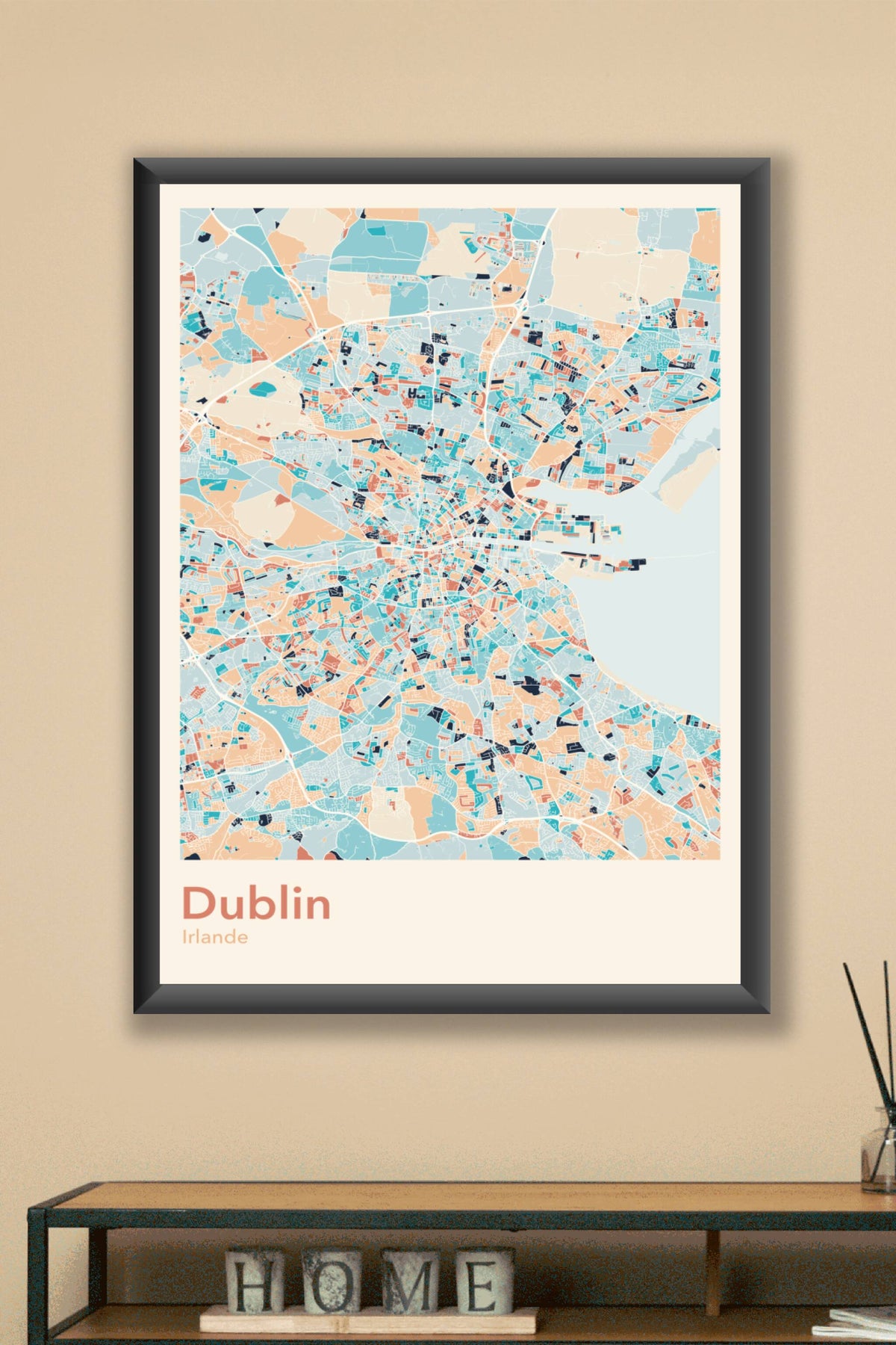 Plan de Dublin coloré - Carte personnalisée