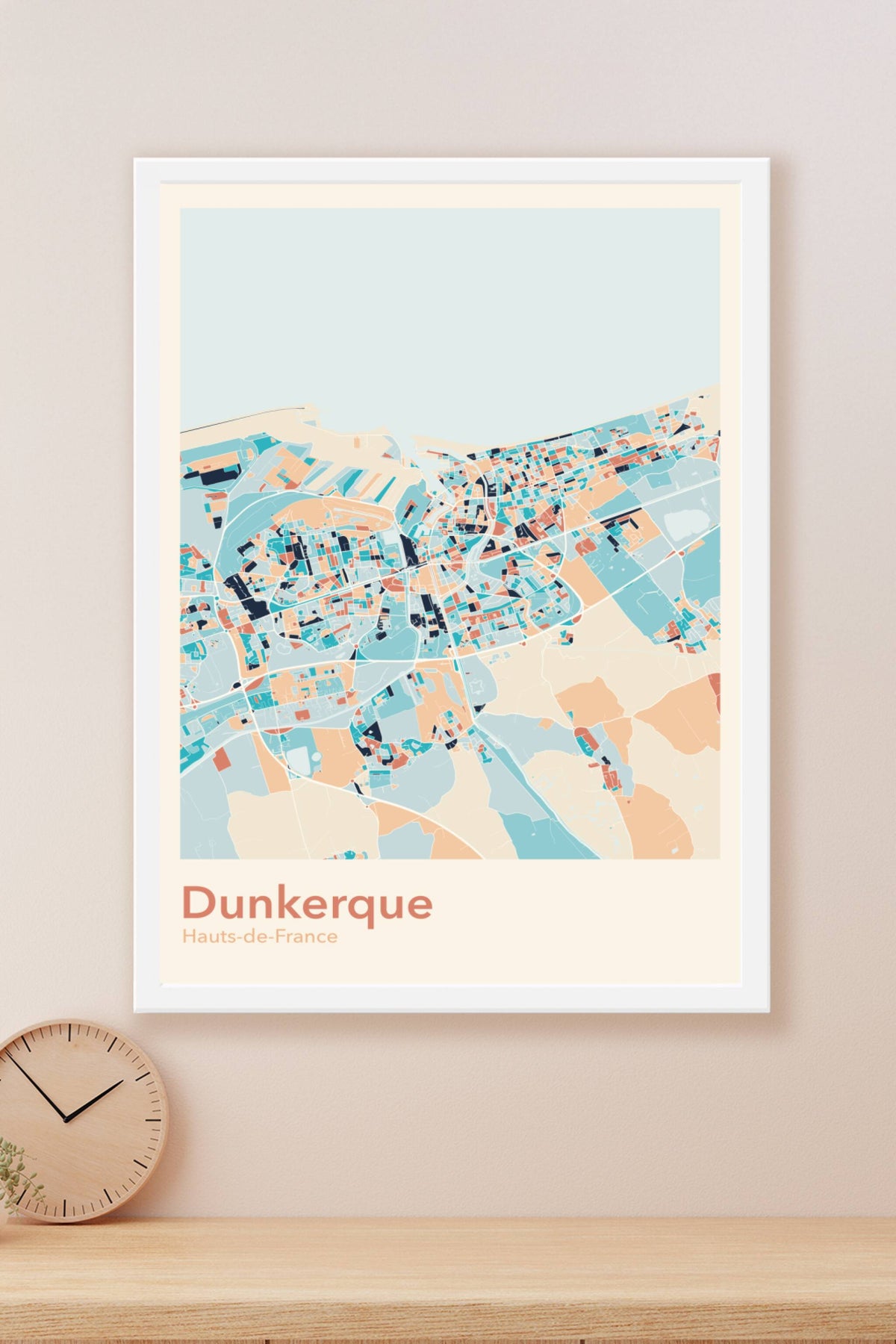 Plan de Dunkerque coloré - Carte personnalisée