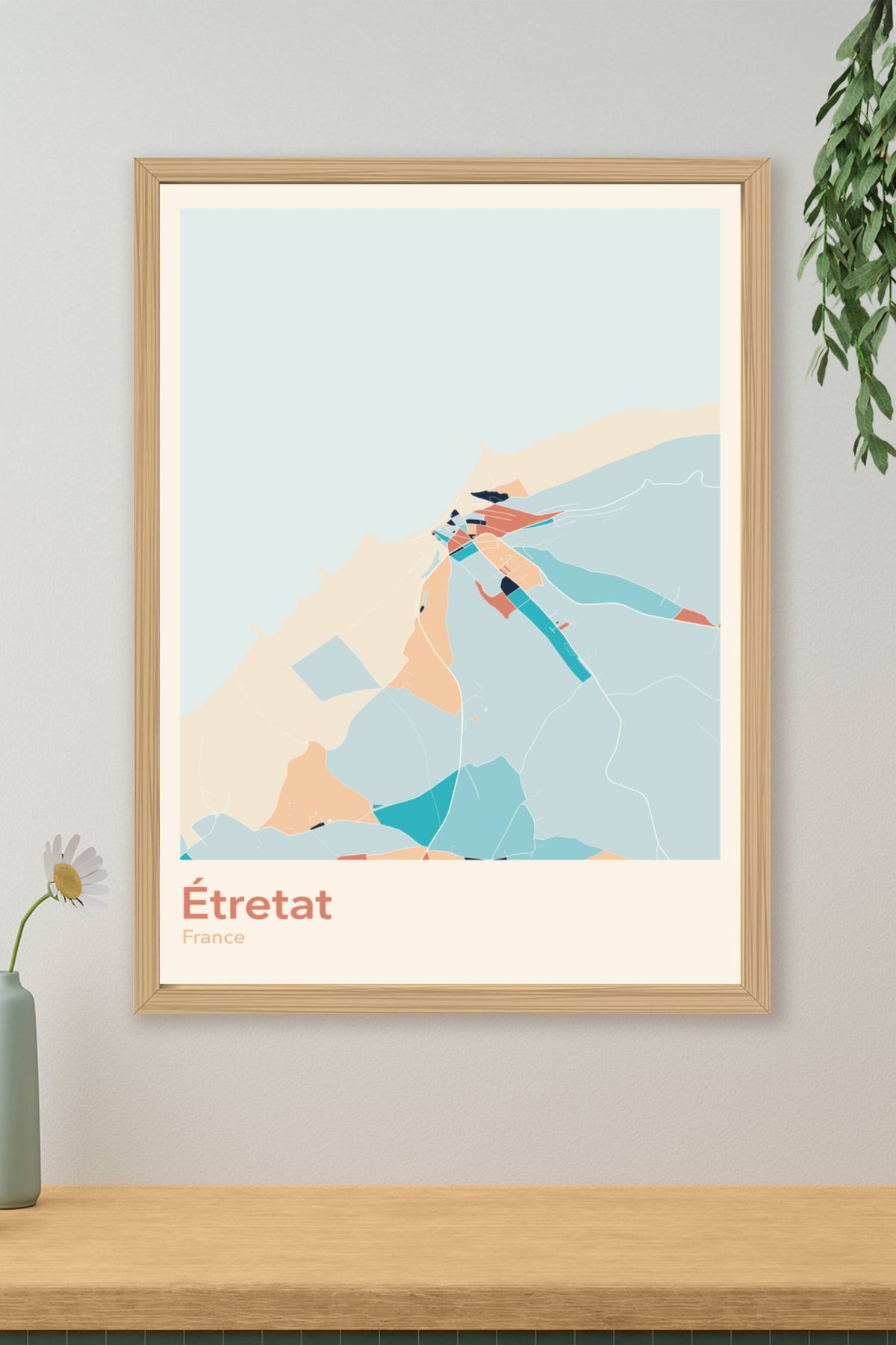 Plan d'Étretat coloré - Carte personnalisée