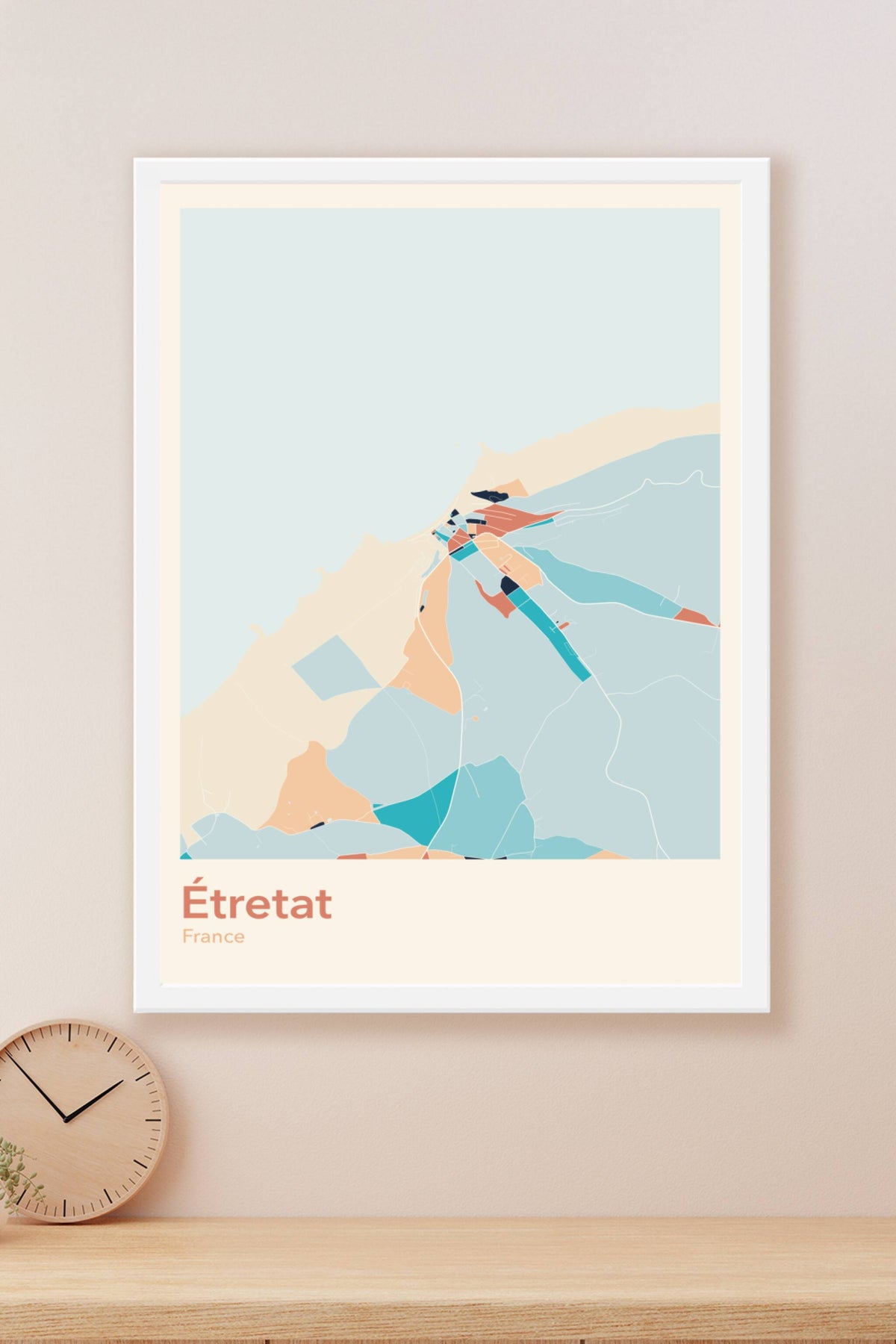 Plan d'Étretat coloré - Carte personnalisée