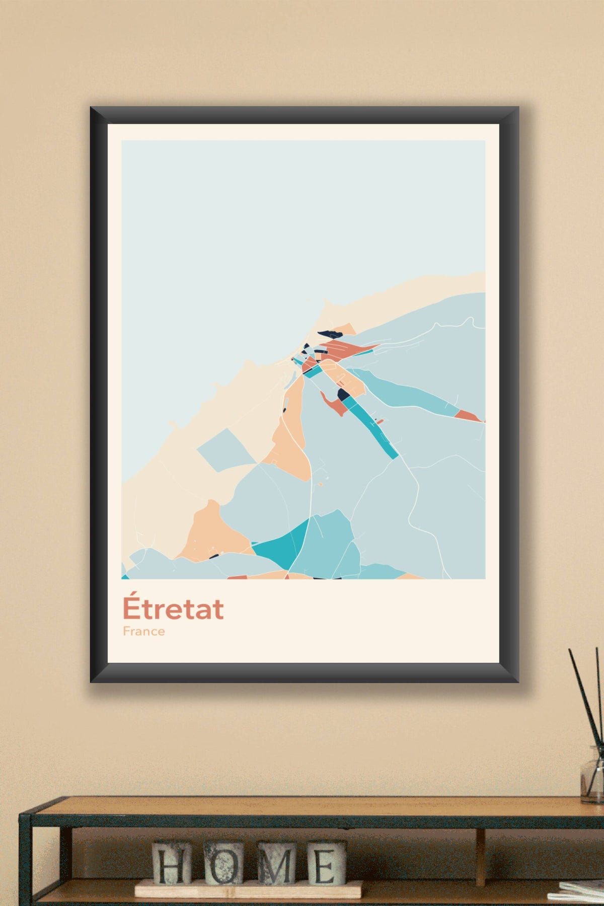 Plan d'Étretat coloré - Carte personnalisée