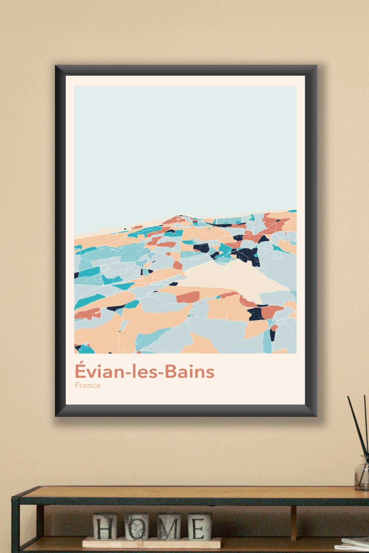 Plan d'Évian-les-Bains coloré - Carte personnalisée