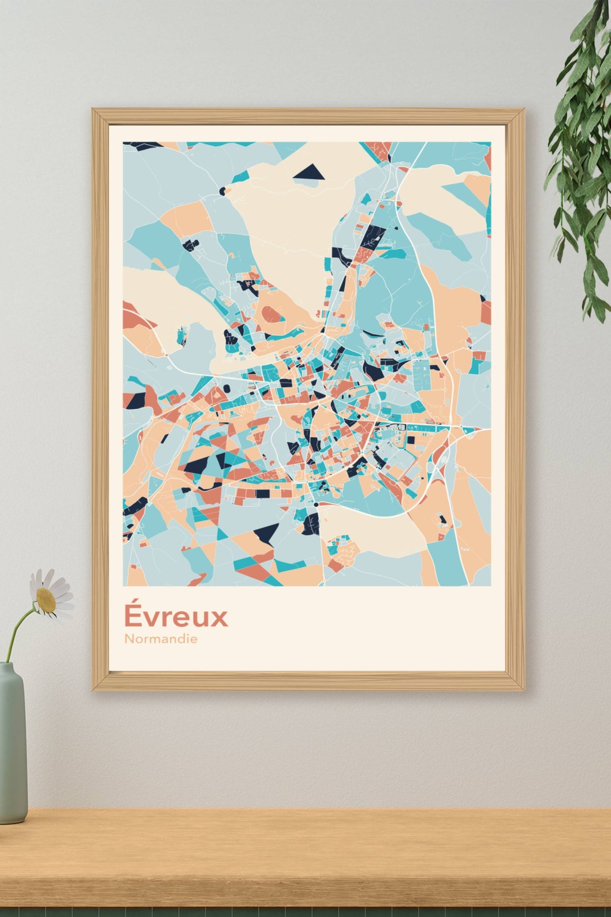 Plan d'Évreux coloré - Carte personnalisée