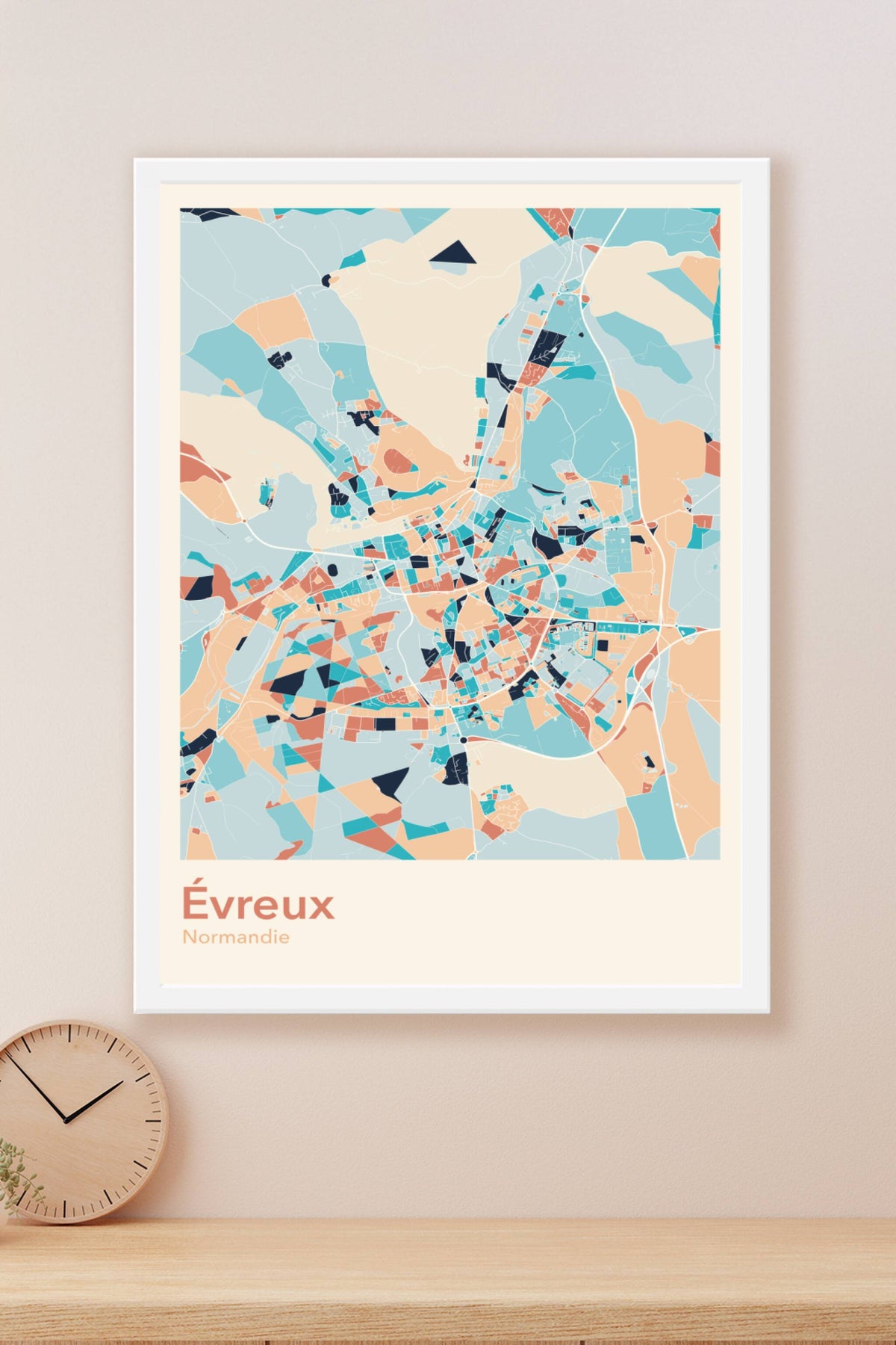 Plan d'Évreux coloré - Carte personnalisée