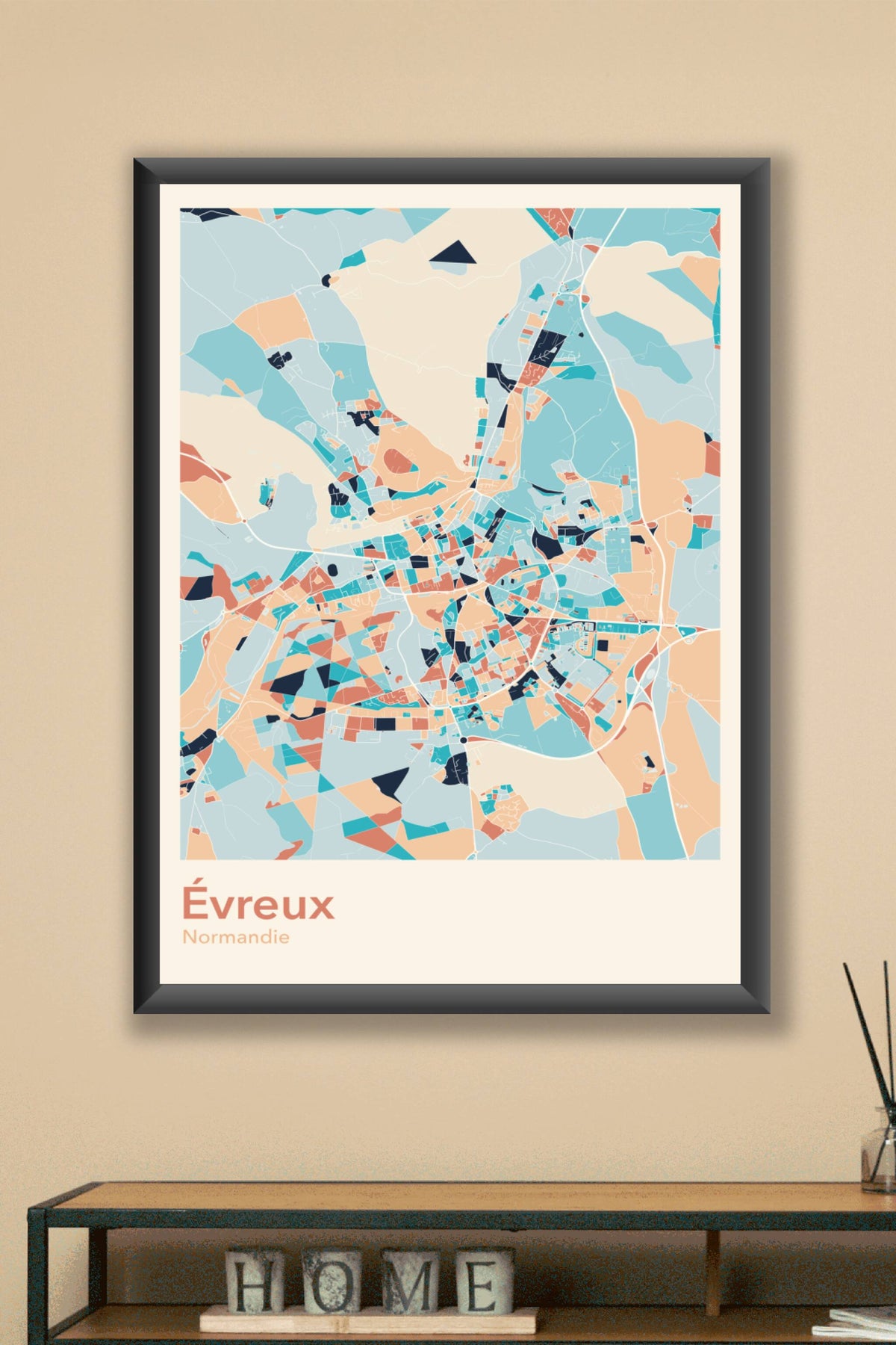 Plan d'Évreux coloré - Carte personnalisée
