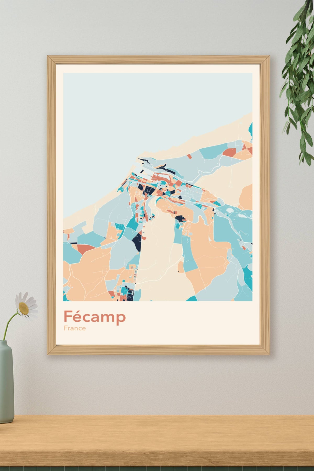 Plan de Fécamp coloré - Carte personnalisée
