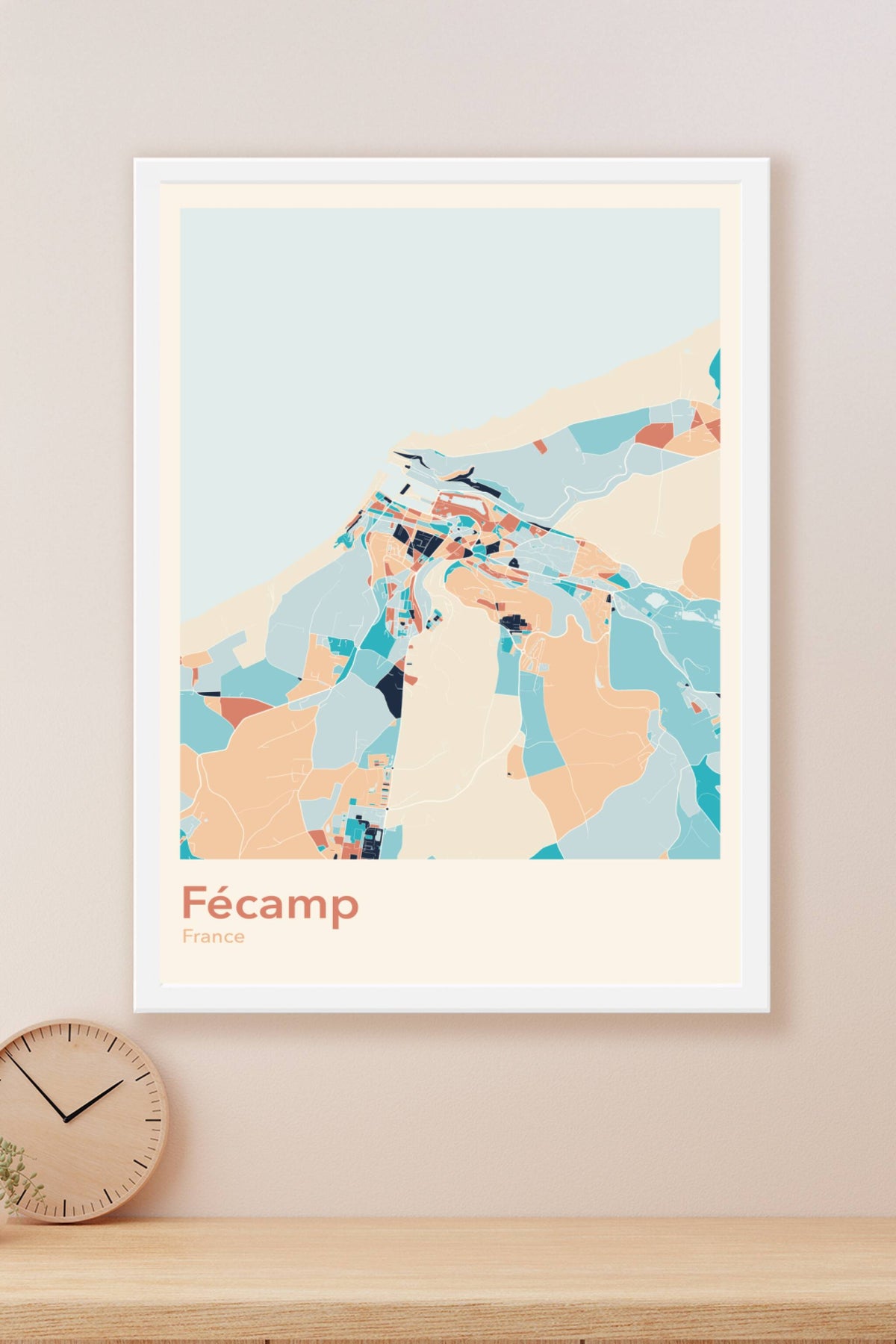 Plan de Fécamp coloré - Carte personnalisée