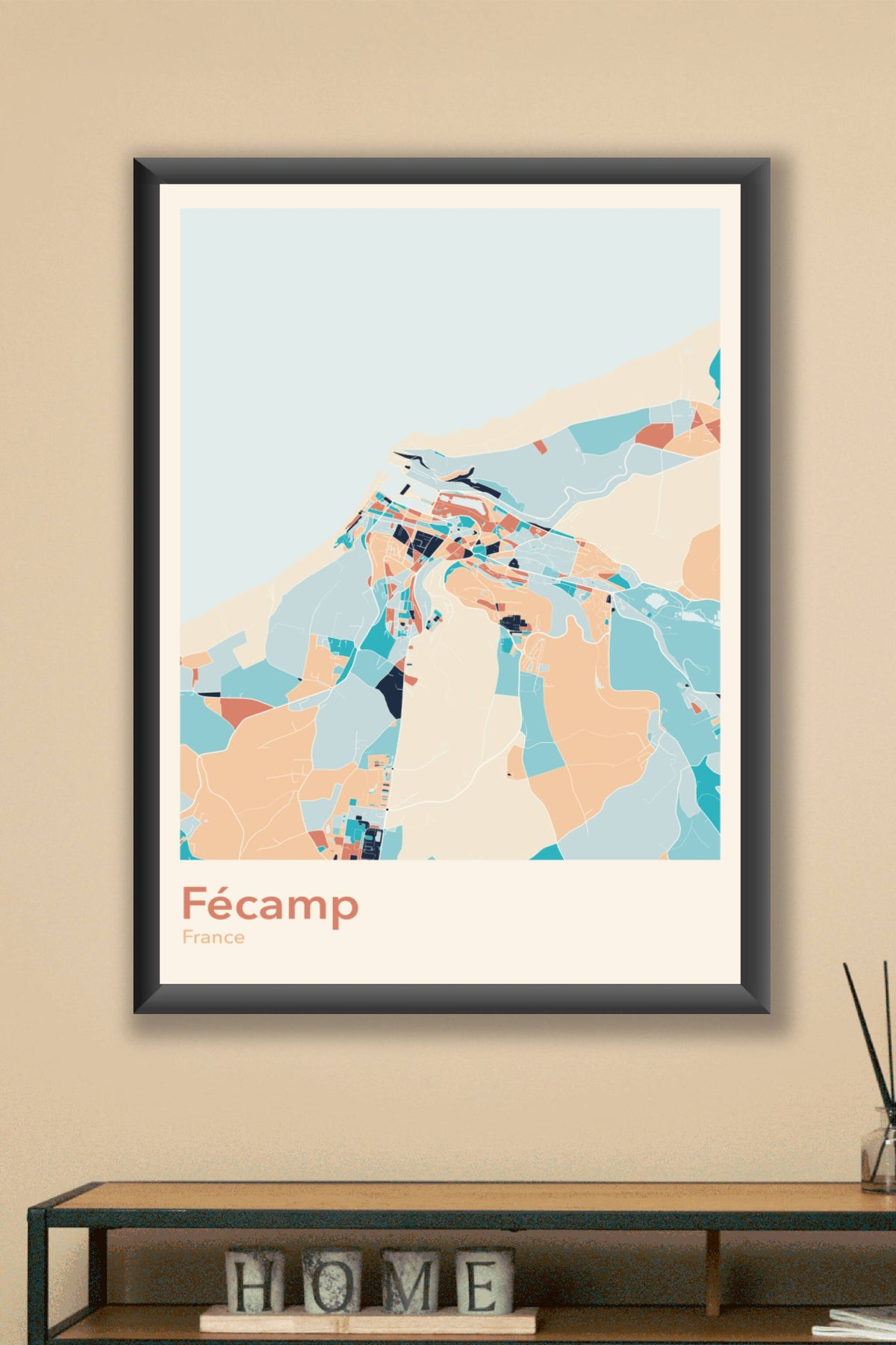 Plan de Fécamp coloré - Carte personnalisée