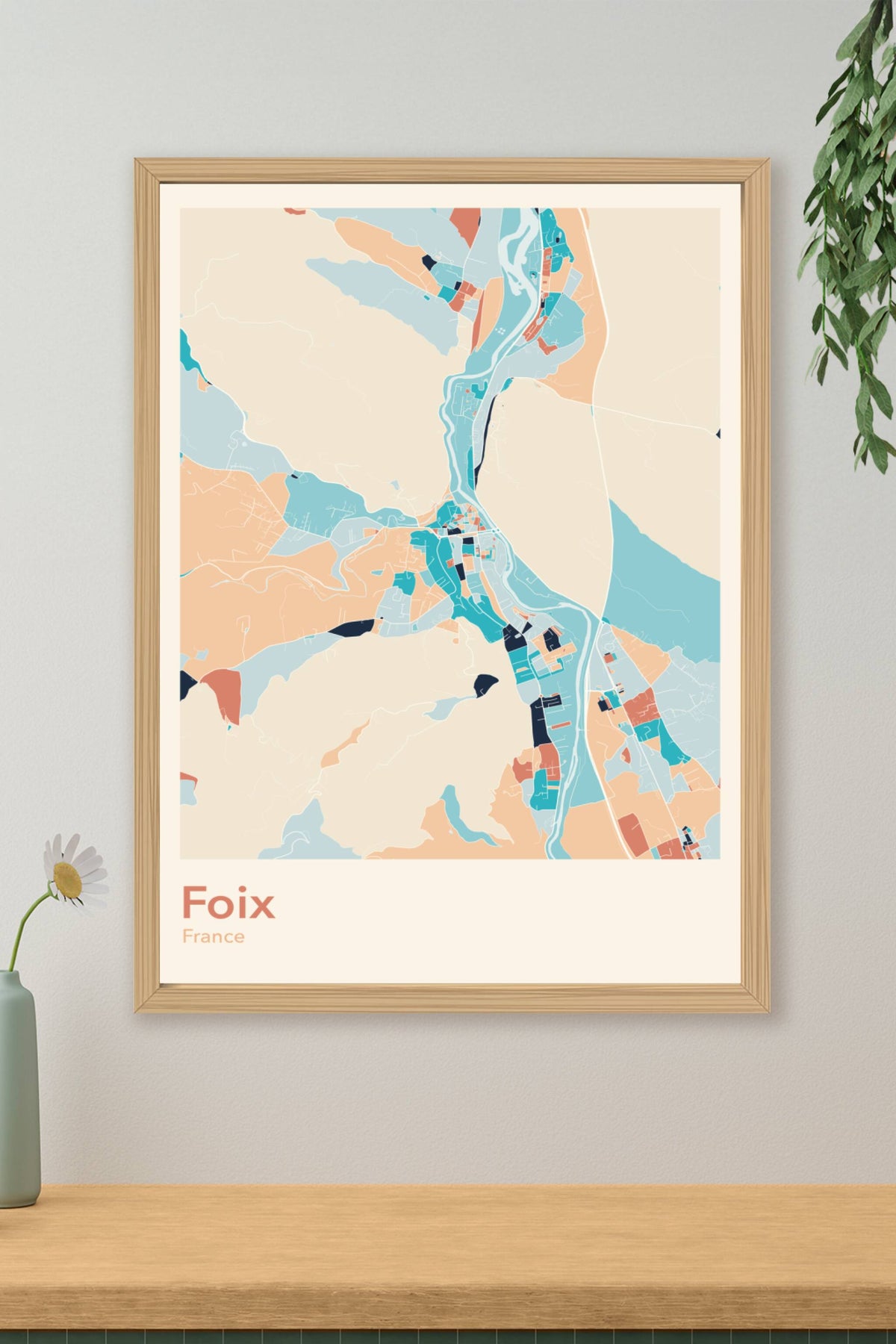 Plan de Foix coloré - Carte personnalisée