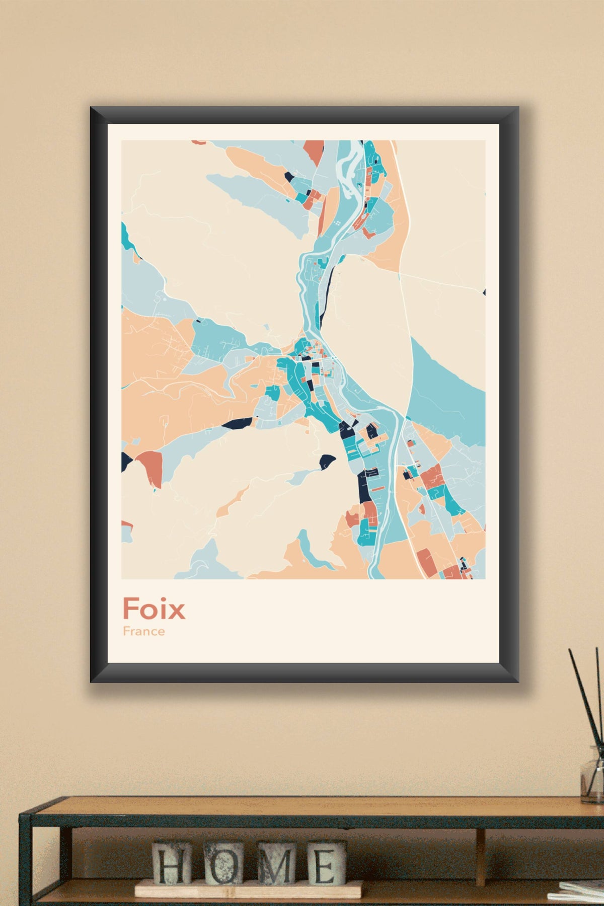 Plan de Foix coloré - Carte personnalisée