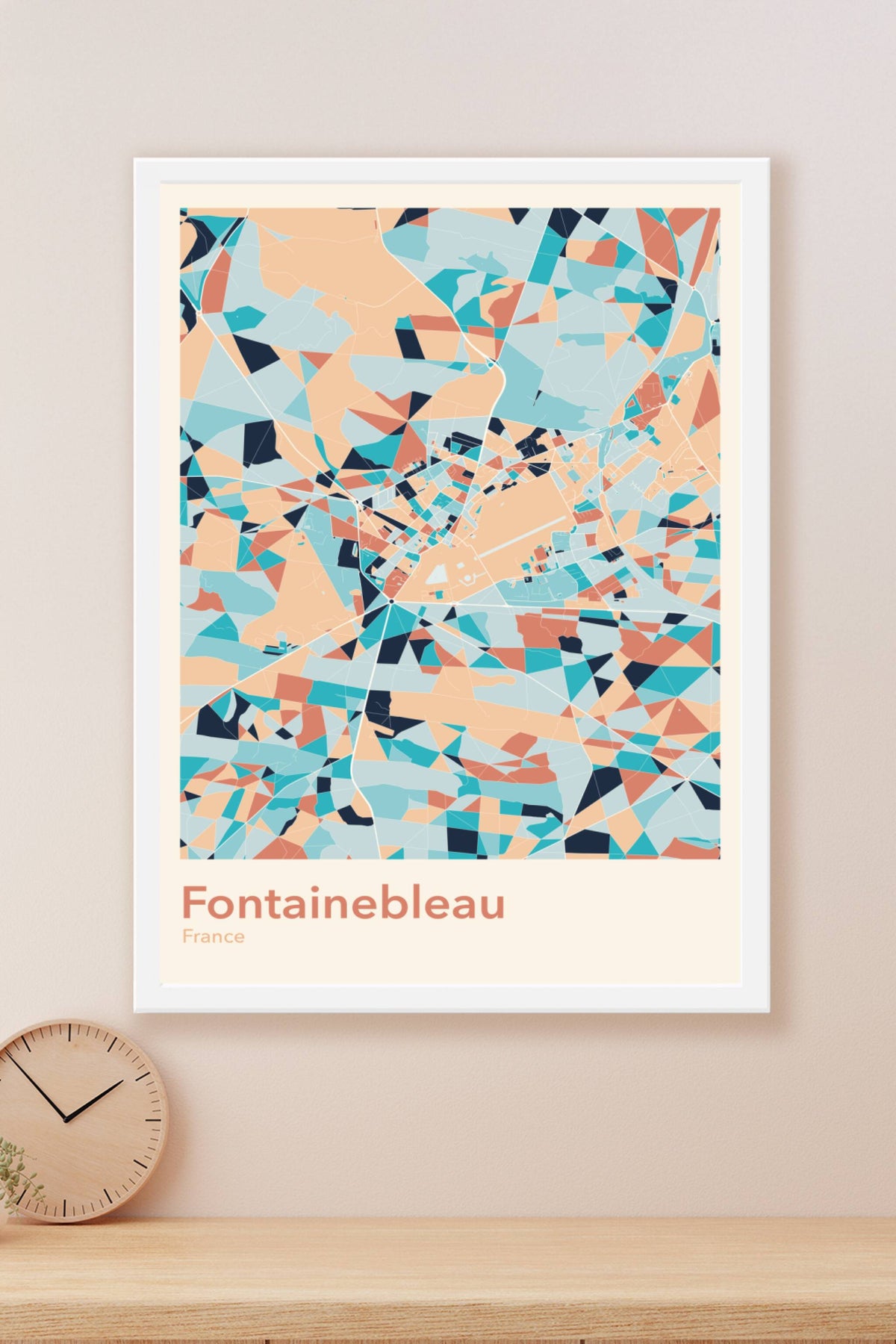 Plan de Fontainebleau coloré - Carte personnalisée
