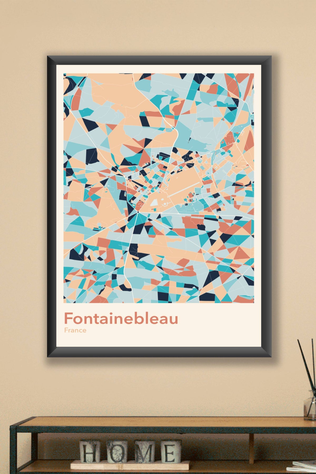 Plan de Fontainebleau coloré - Carte personnalisée