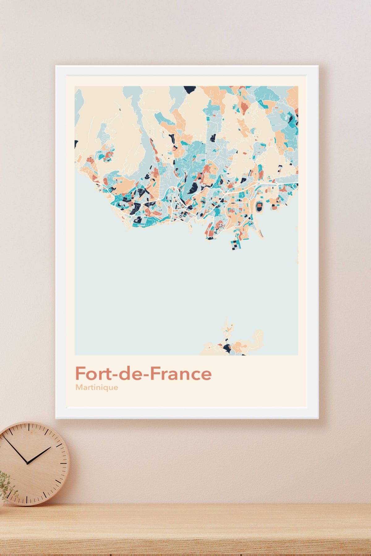 Plan de Fort-de-France coloré - Carte personnalisée