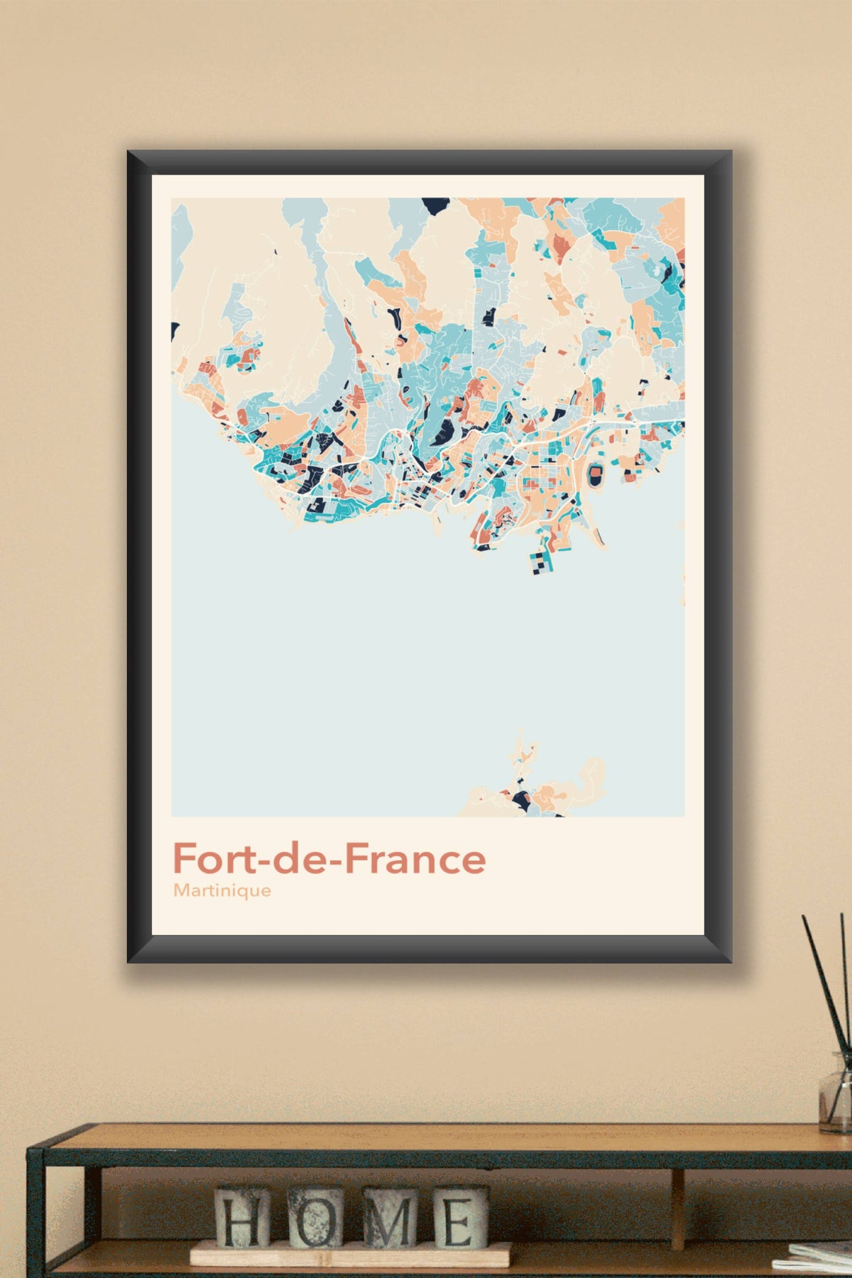 Plan de Fort-de-France coloré - Carte personnalisée