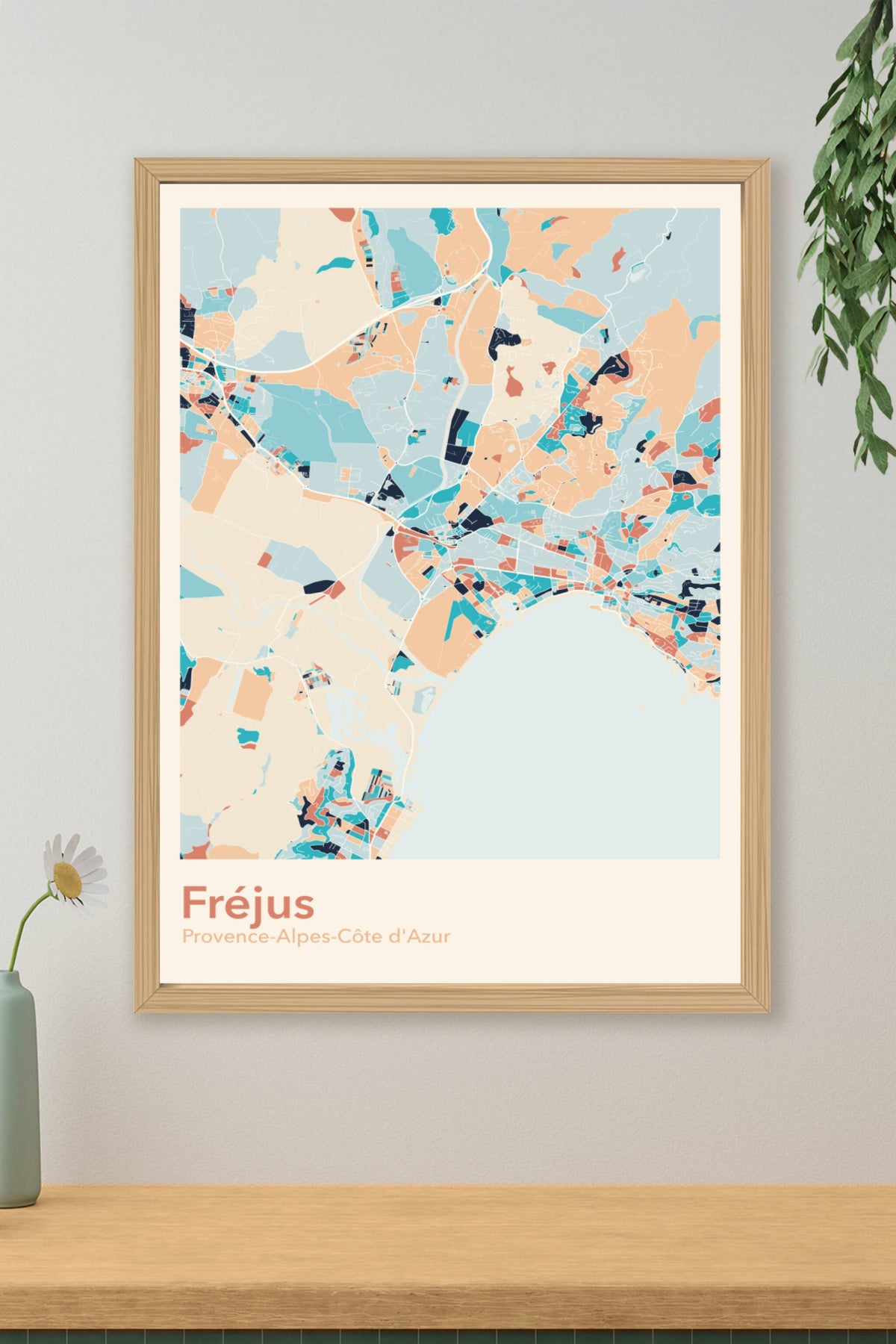 Plan de Fréjus coloré - Carte personnalisée