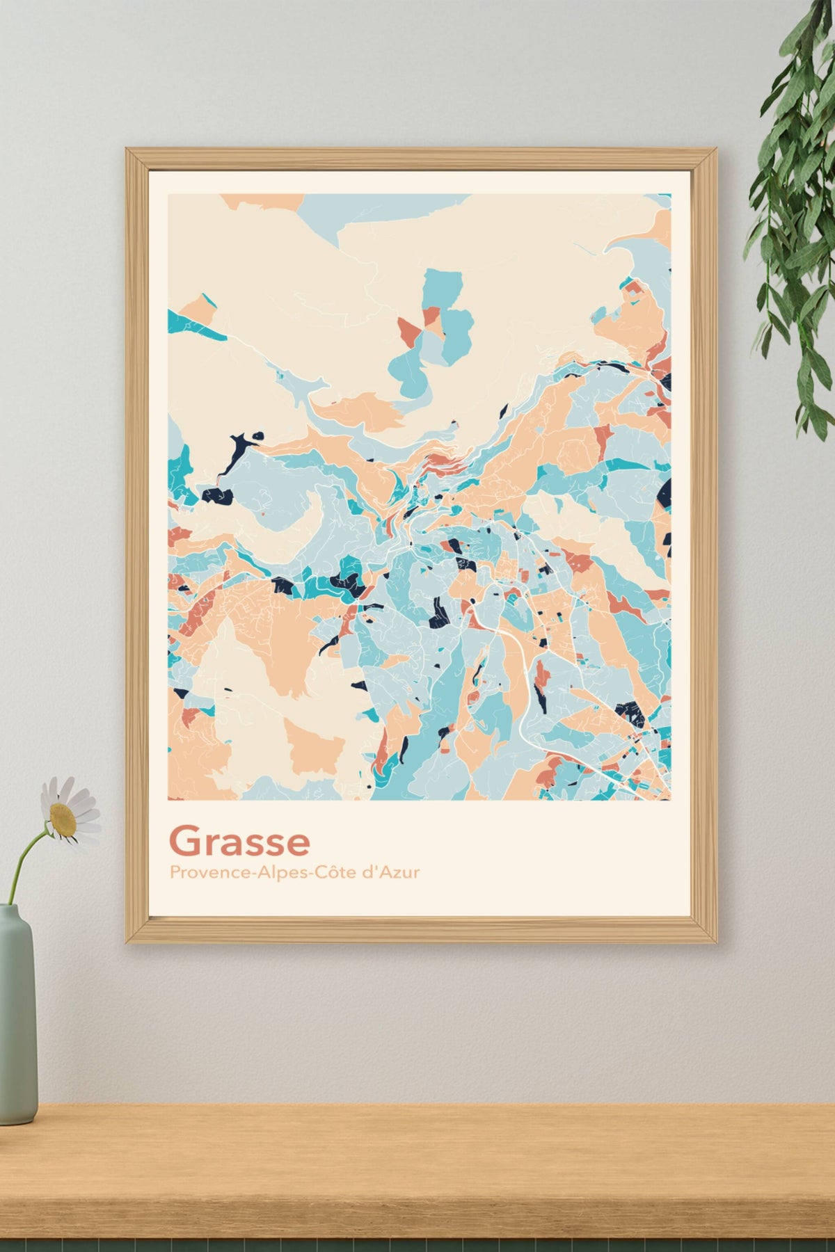 Plan de Grasse coloré - Carte personnalisée