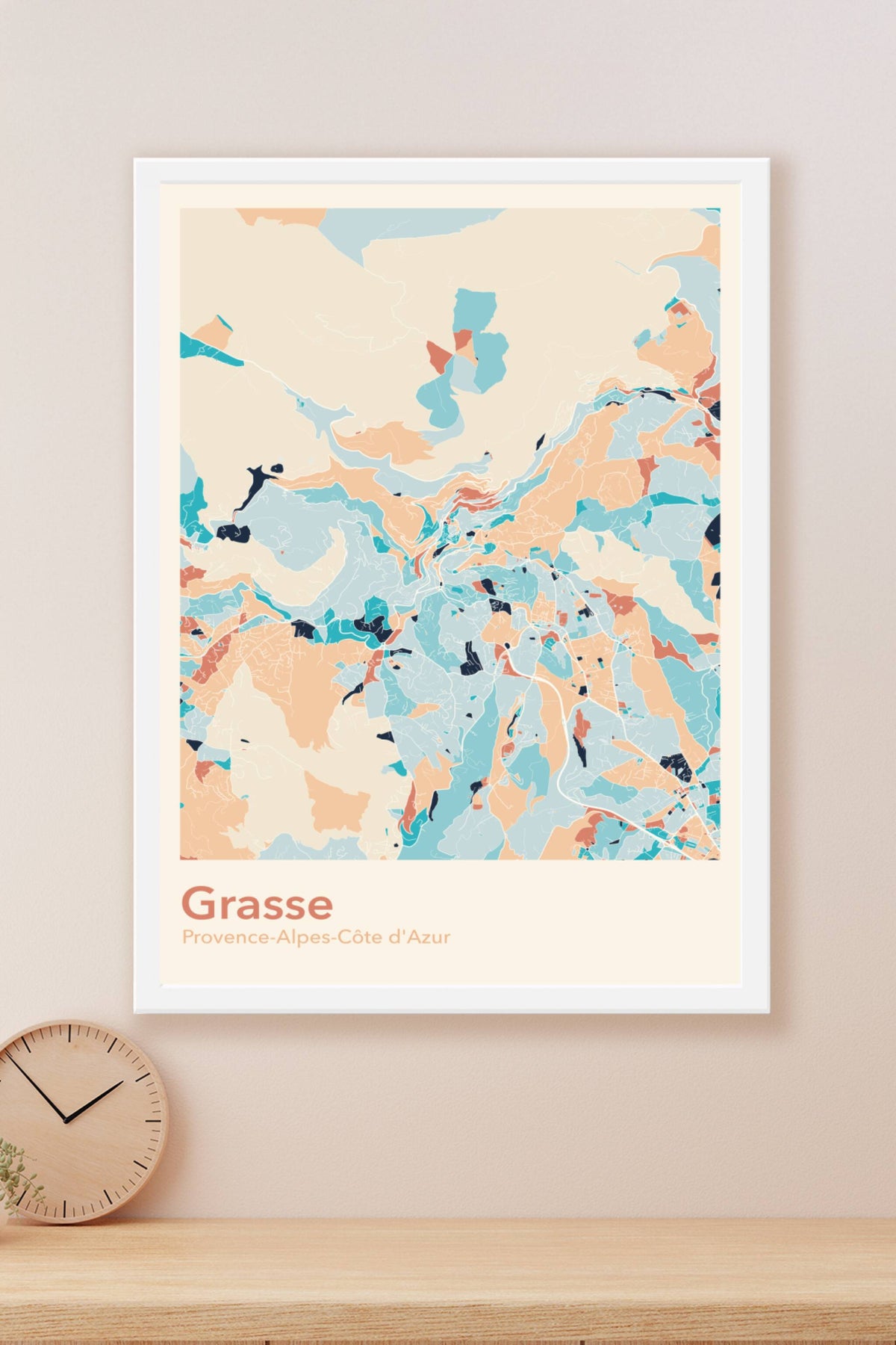 Plan de Grasse coloré - Carte personnalisée