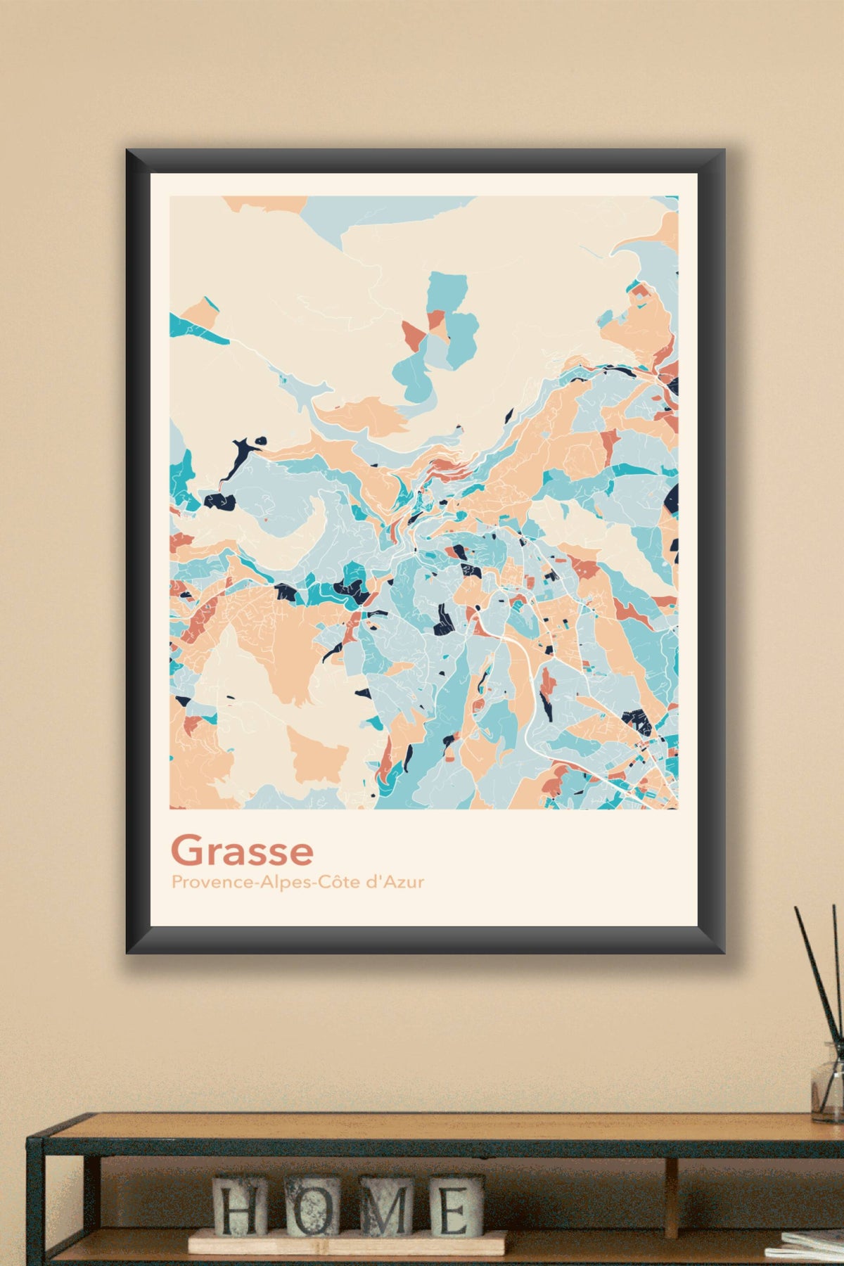 Plan de Grasse coloré - Carte personnalisée