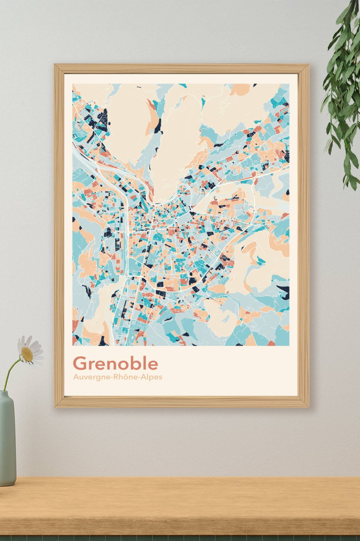 Plan de Grenoble coloré - Carte personnalisée