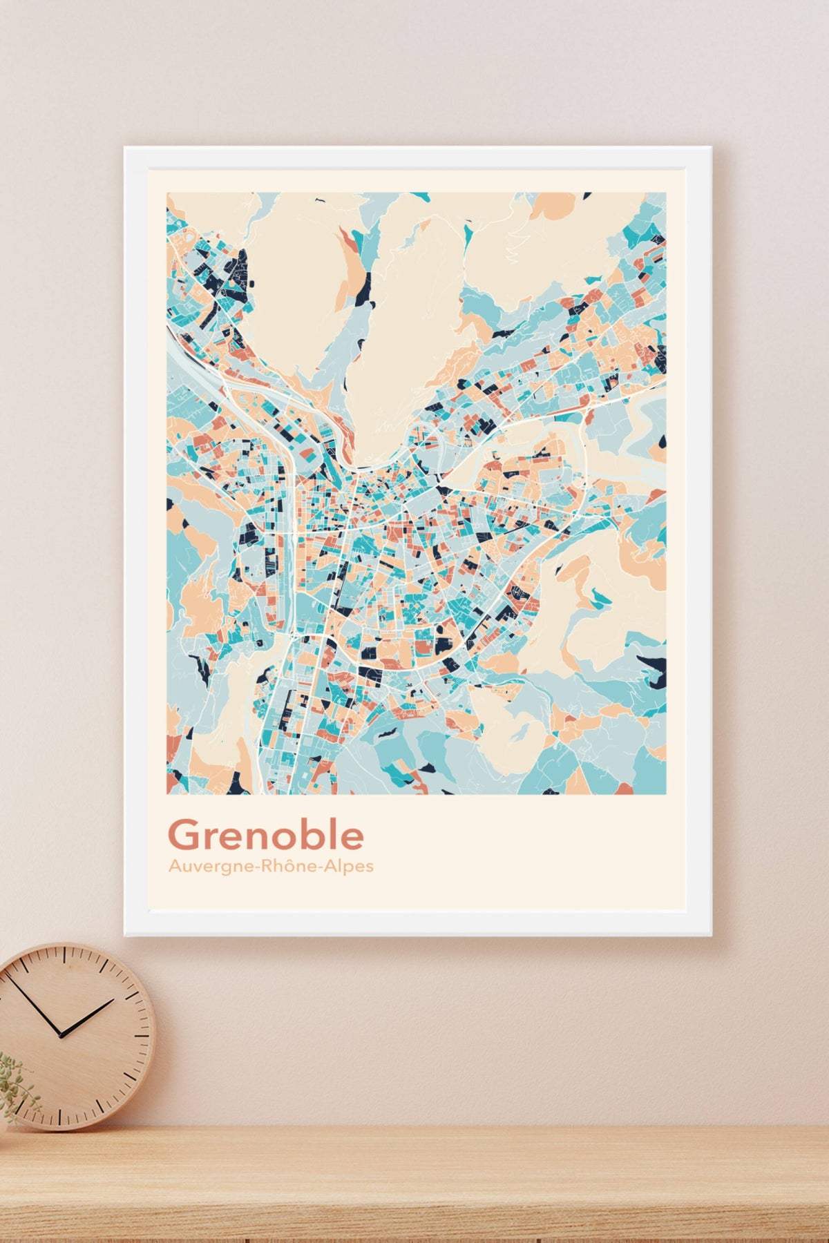 Plan de Grenoble coloré - Carte personnalisée