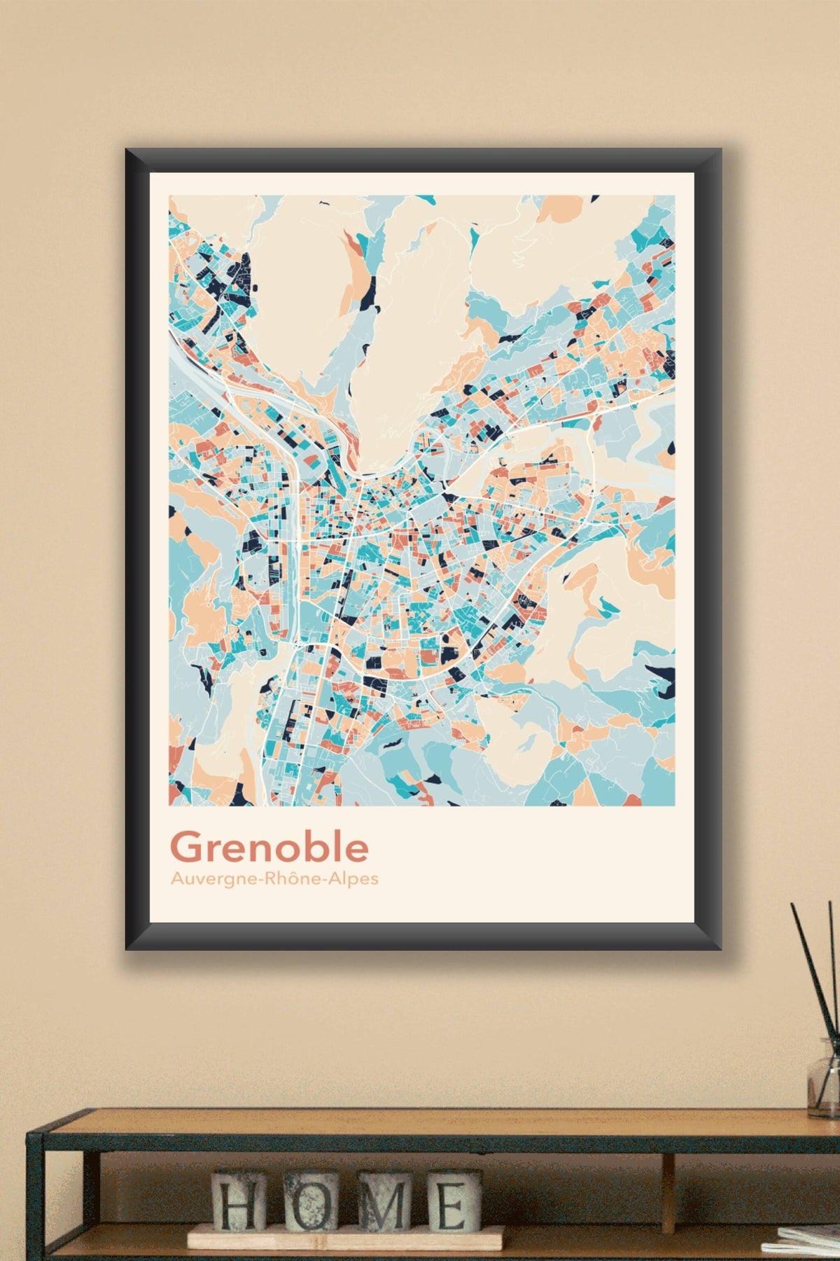 Plan de Grenoble coloré - Carte personnalisée
