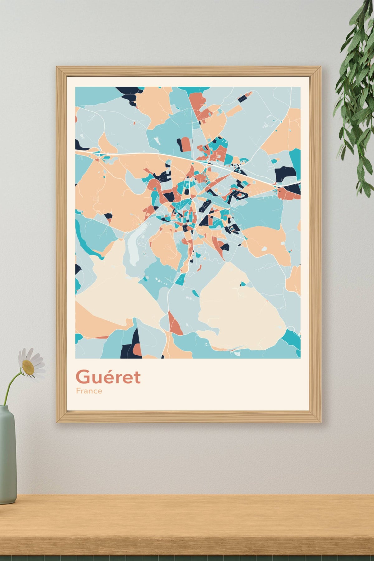 Plan de Guéret coloré - Carte personnalisée