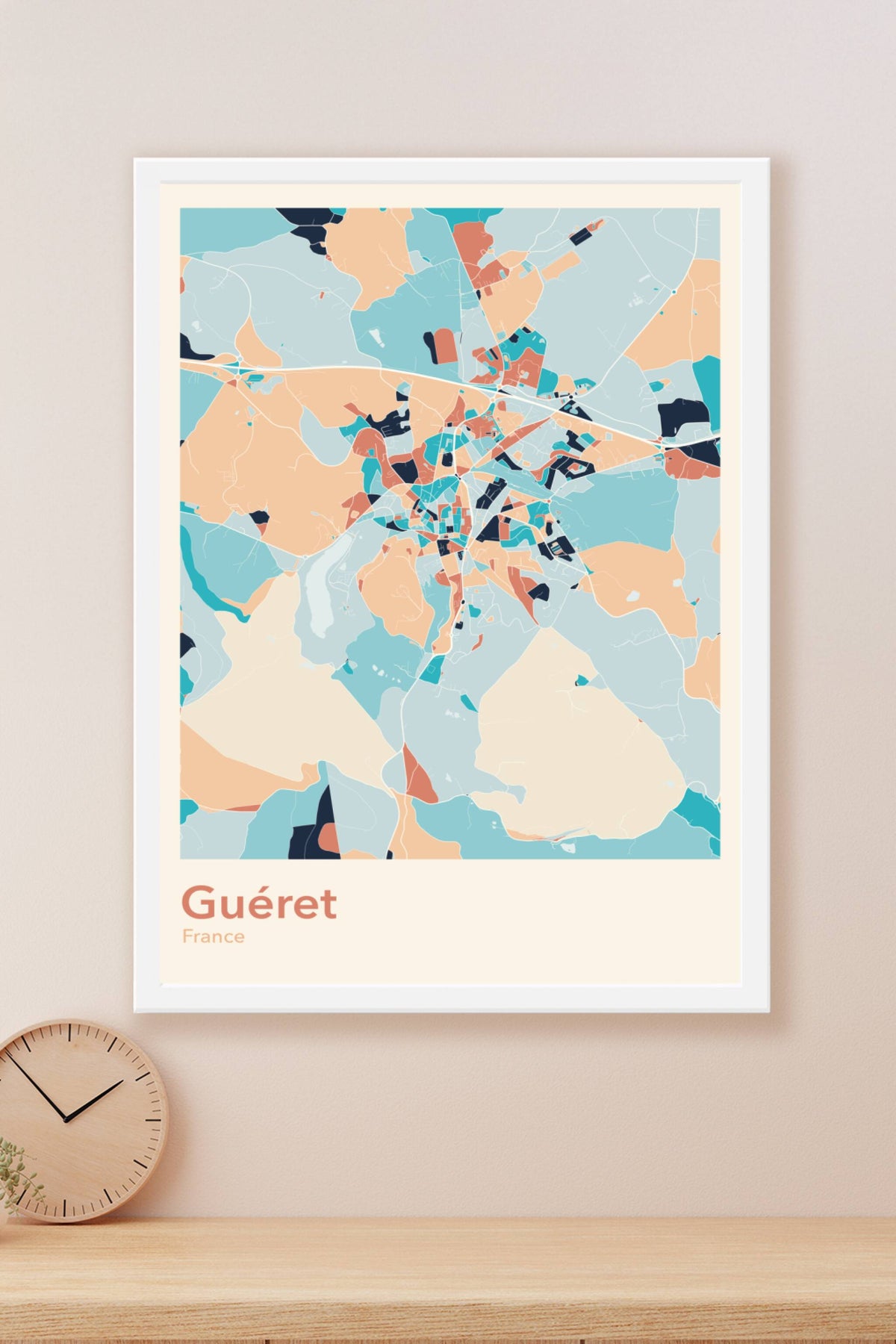 Plan de Guéret coloré - Carte personnalisée