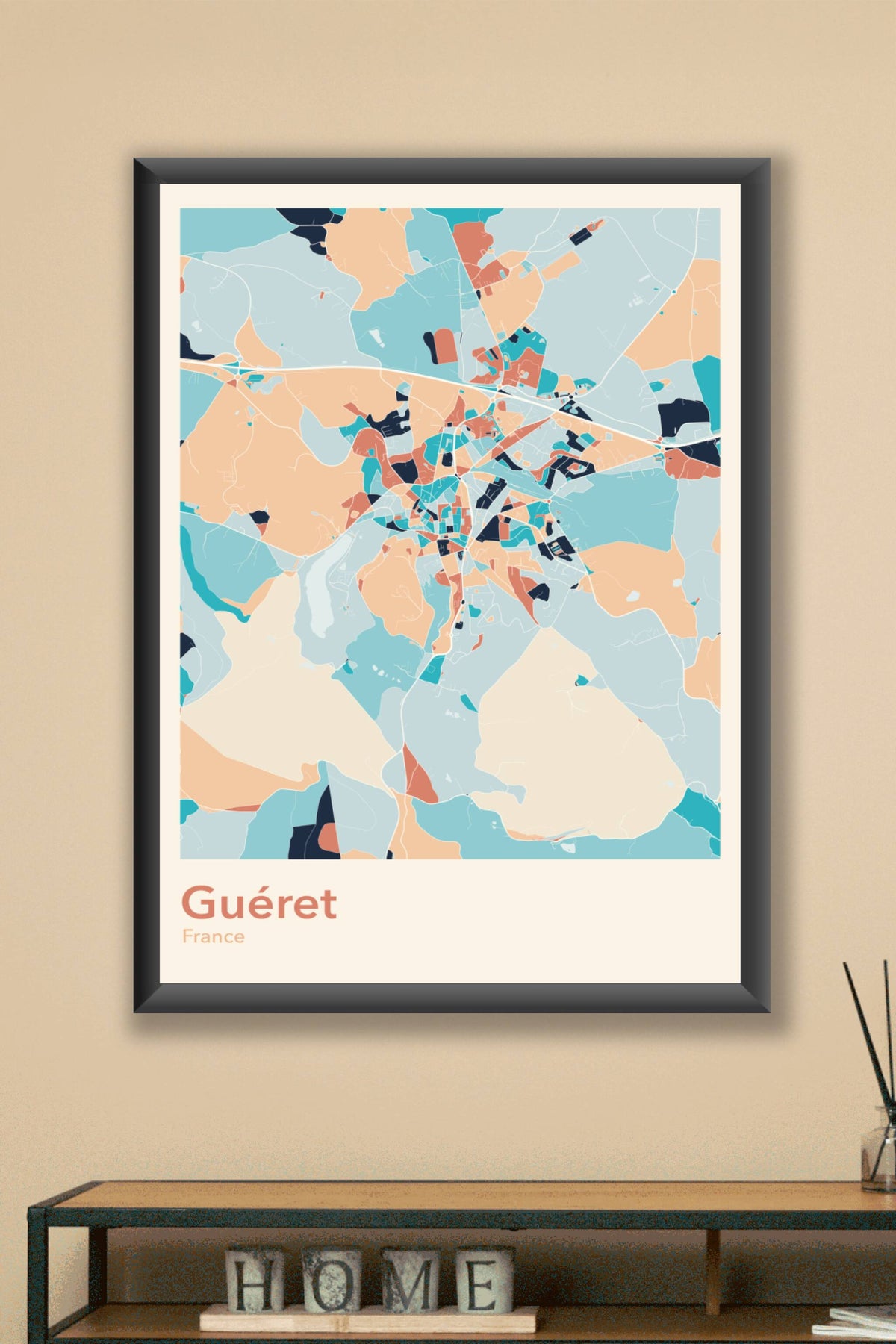 Plan de Guéret coloré - Carte personnalisée