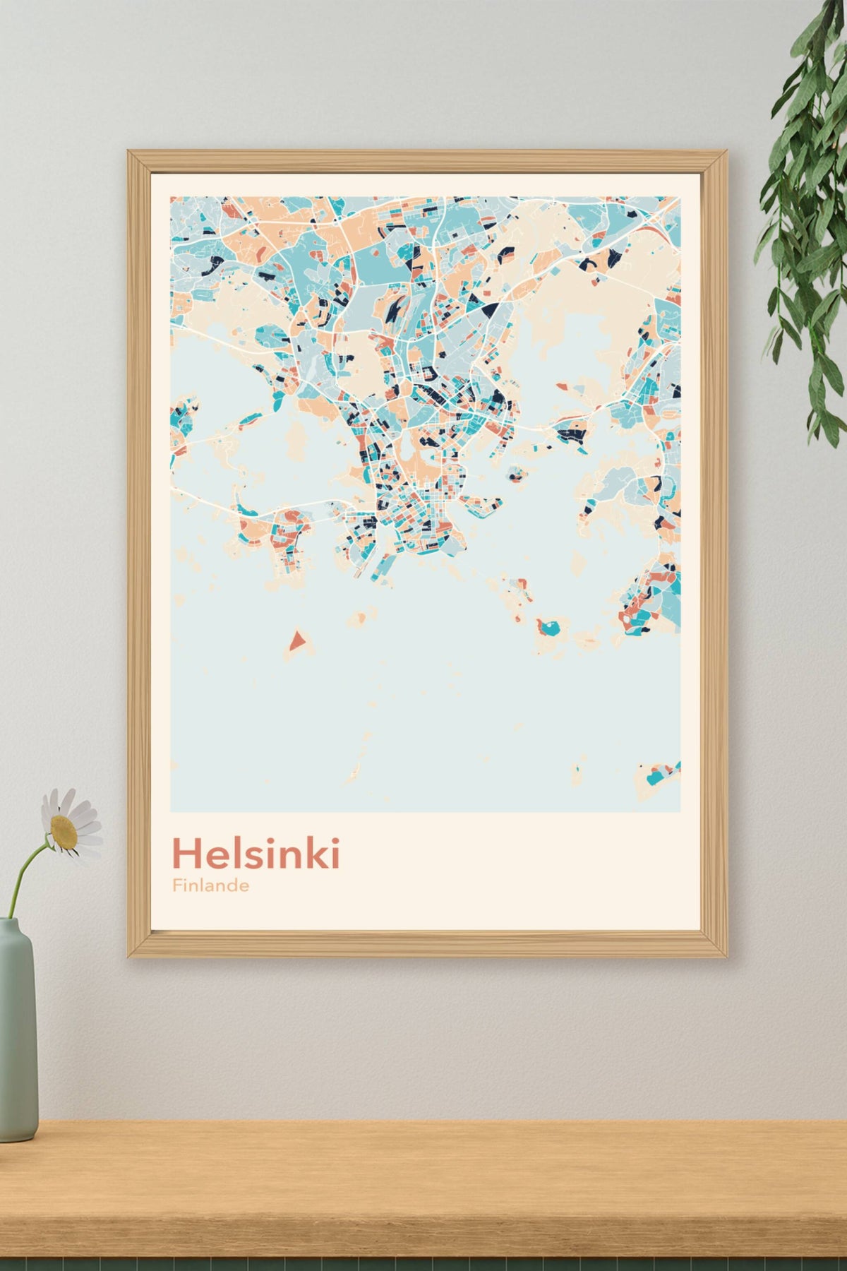 Plan d'Helsinki coloré - Carte personnalisée