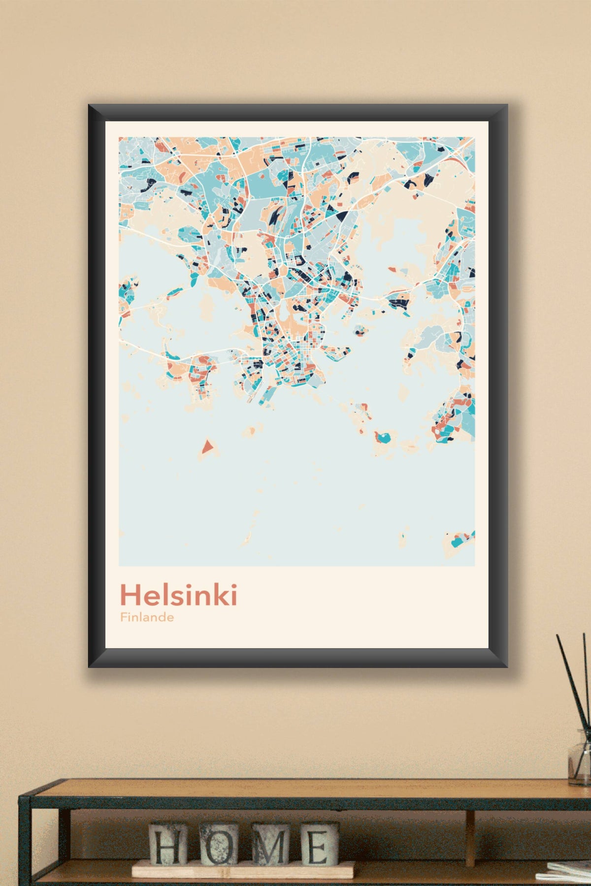 Plan d'Helsinki coloré - Carte personnalisée