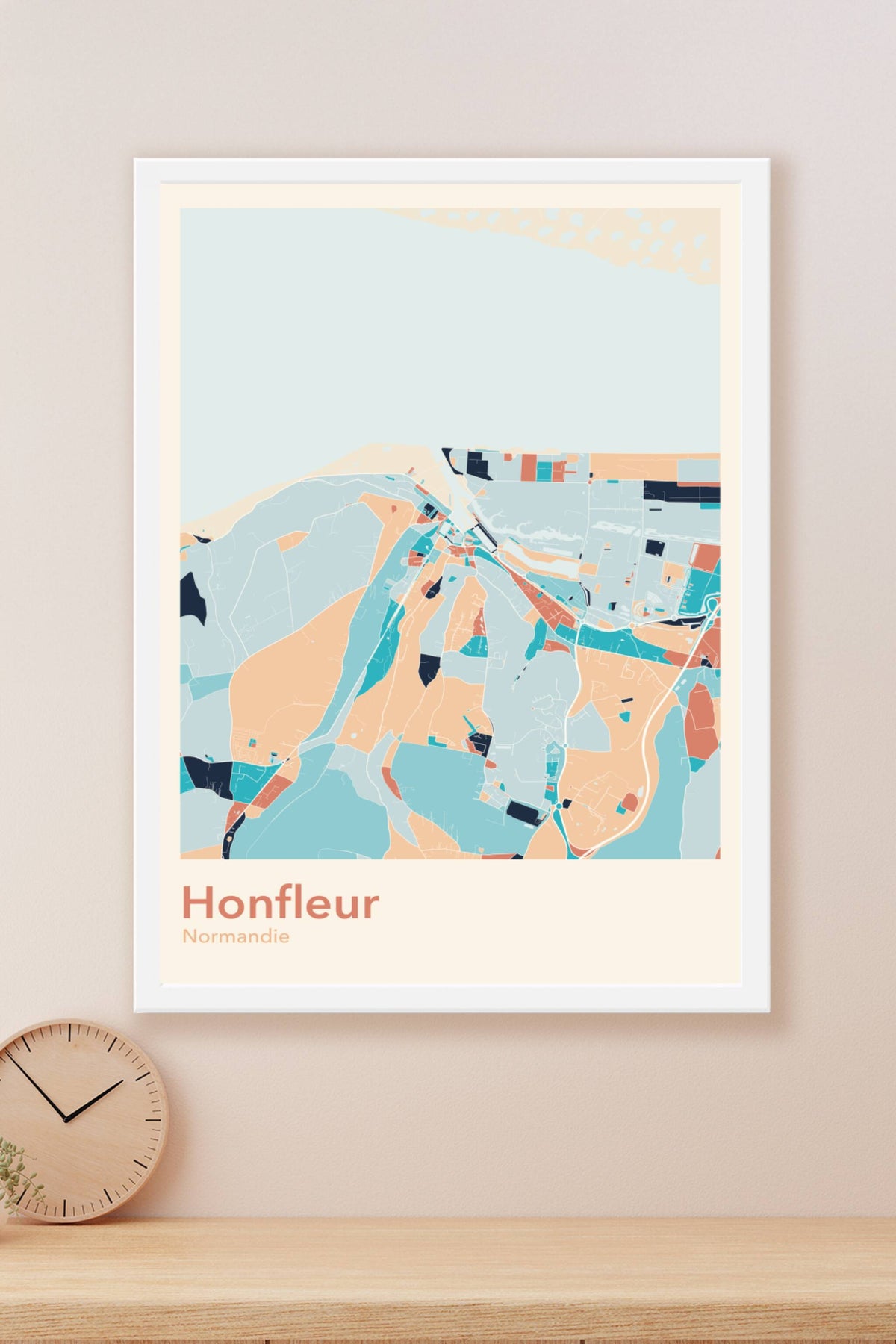 Plan d'Honfleur coloré - Carte personnalisée