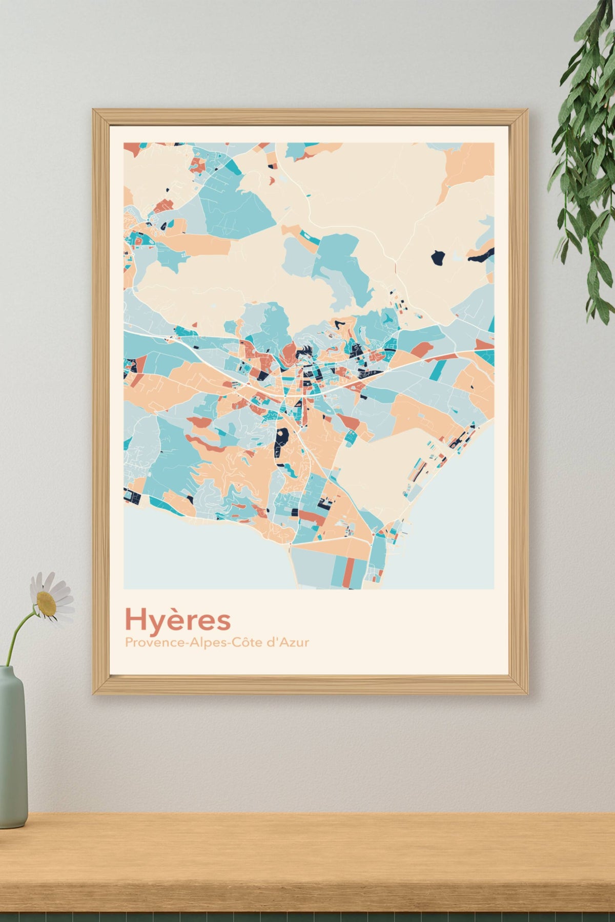 Plan d'Hyères coloré - Carte personnalisée