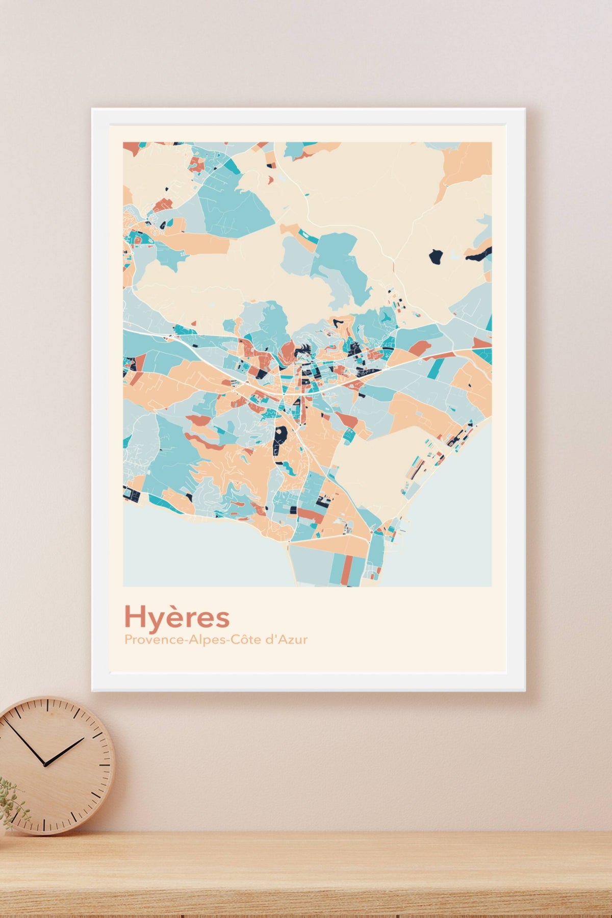 Plan d'Hyères coloré - Carte personnalisée