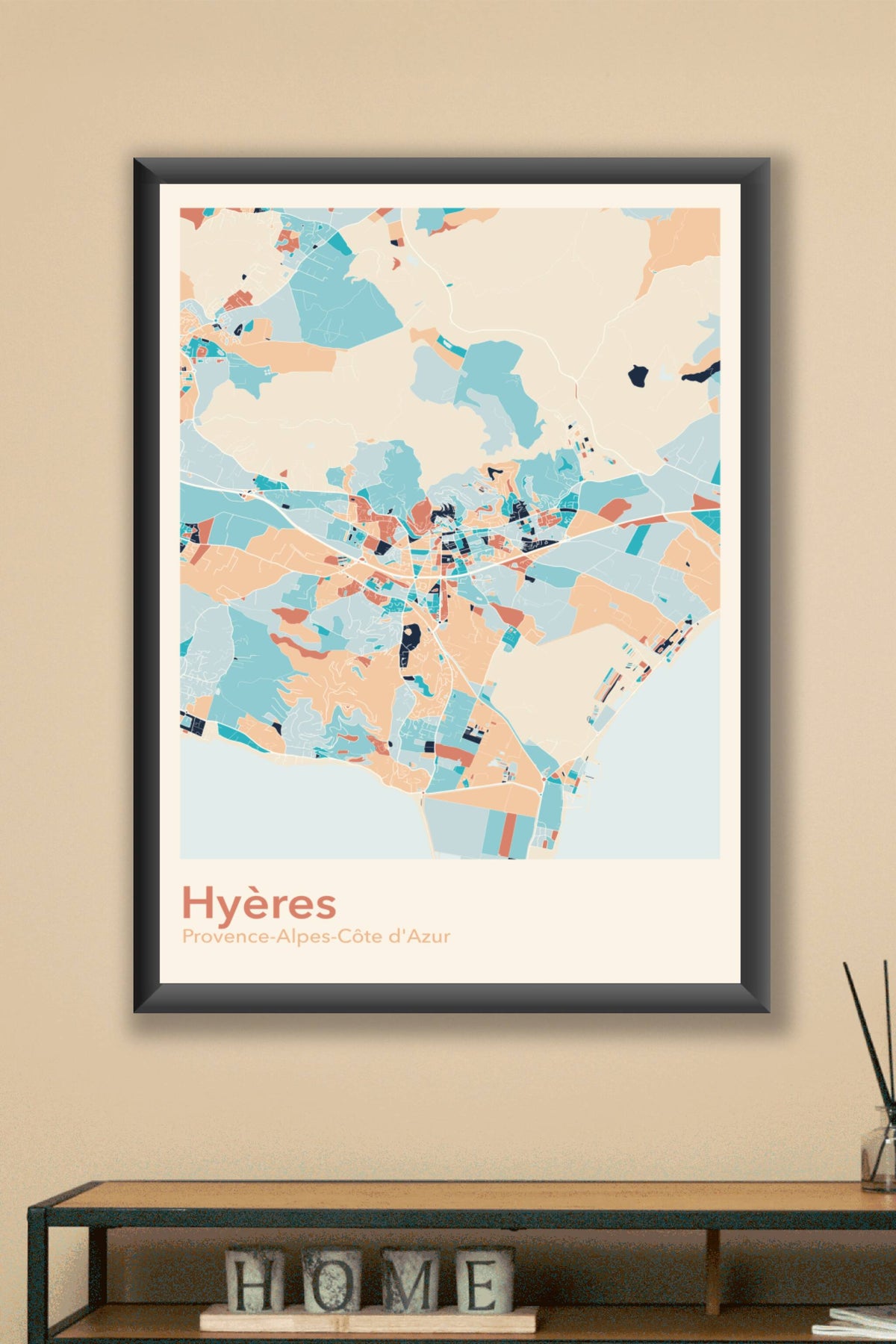 Plan d'Hyères coloré - Carte personnalisée