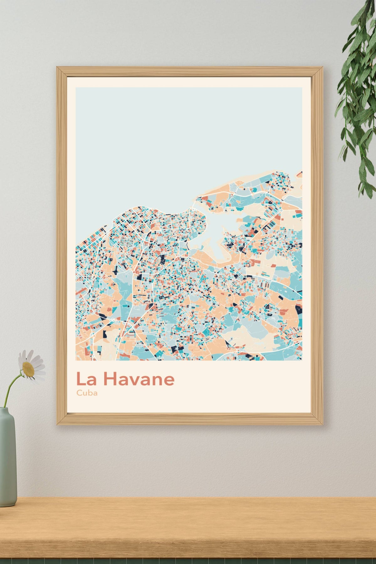 Plan de La Havane coloré - Carte personnalisée