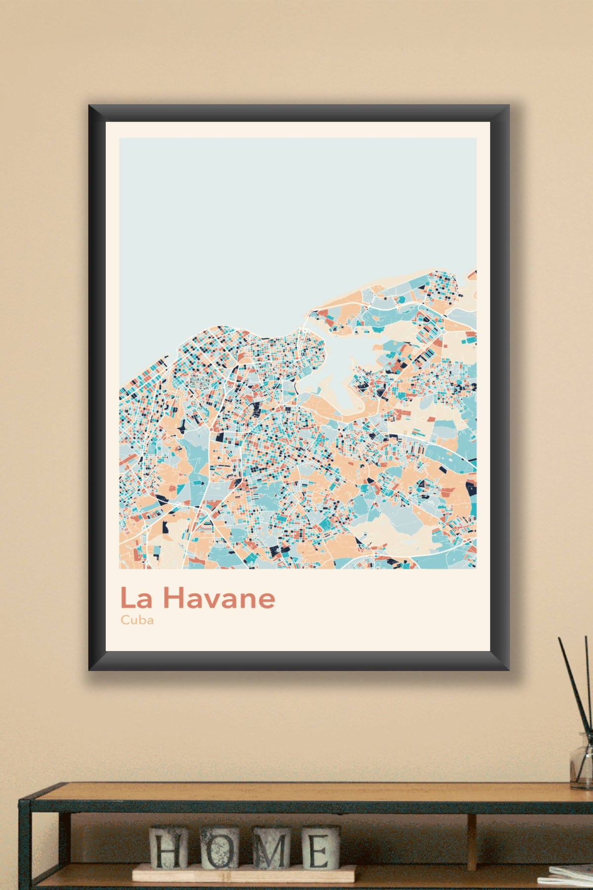 Plan de La Havane coloré - Carte personnalisée