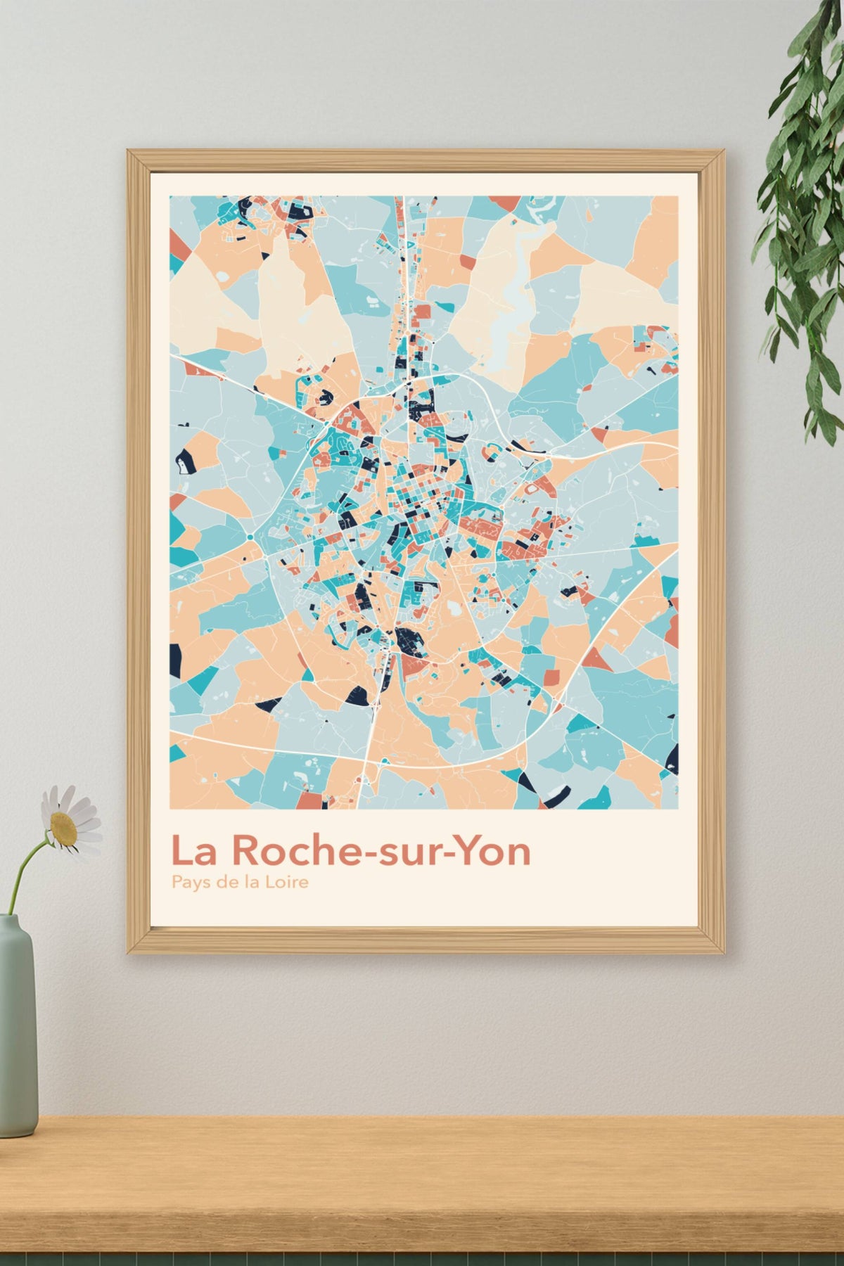 Plan de La Roche-sur-Yon coloré - Carte personnalisée
