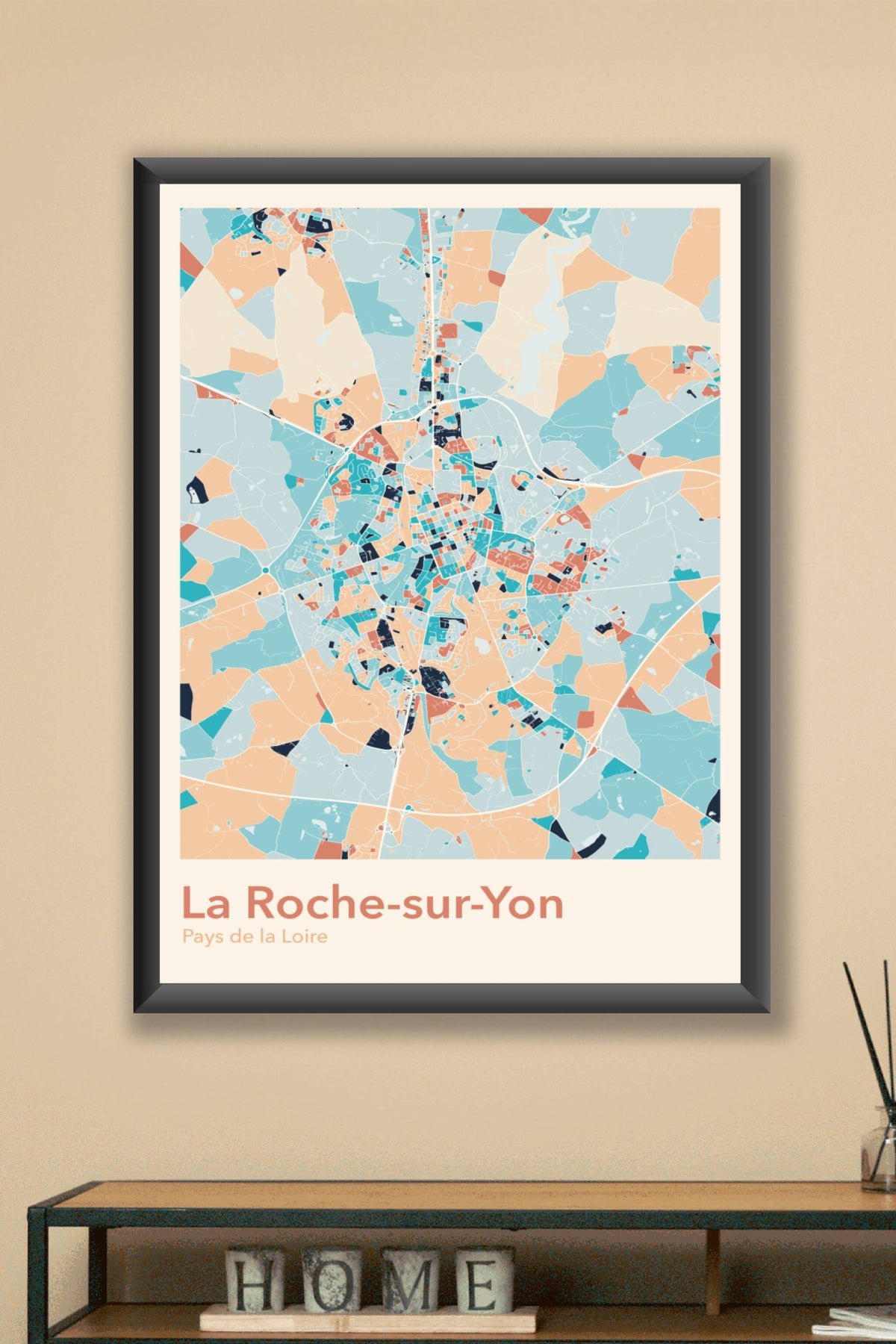 Plan de La Roche-sur-Yon coloré - Carte personnalisée