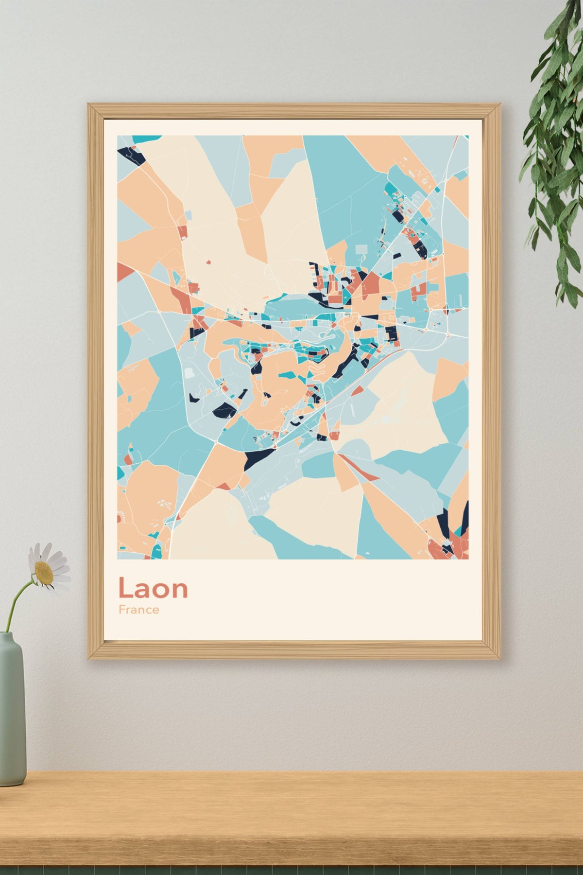 Plan de Laon coloré - Carte personnalisée