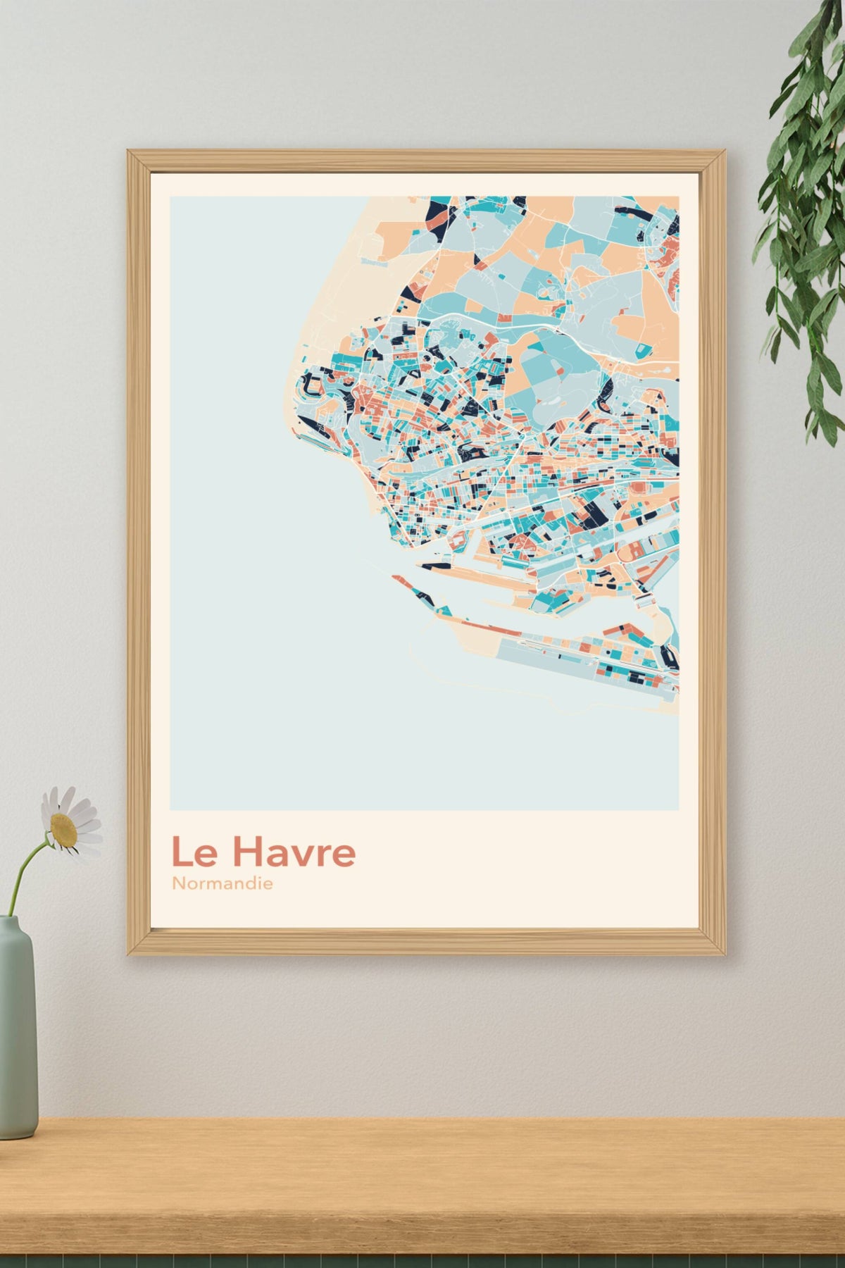 Plan du Havre coloré - Carte personnalisée