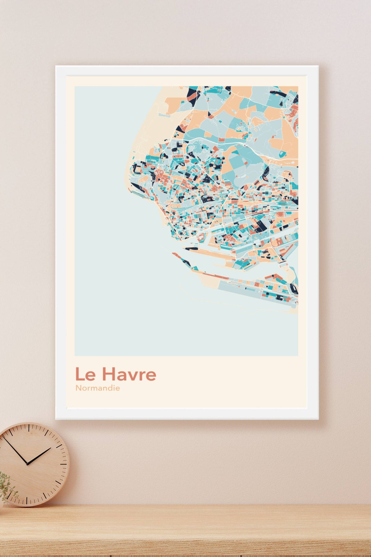 Plan du Havre coloré - Carte personnalisée